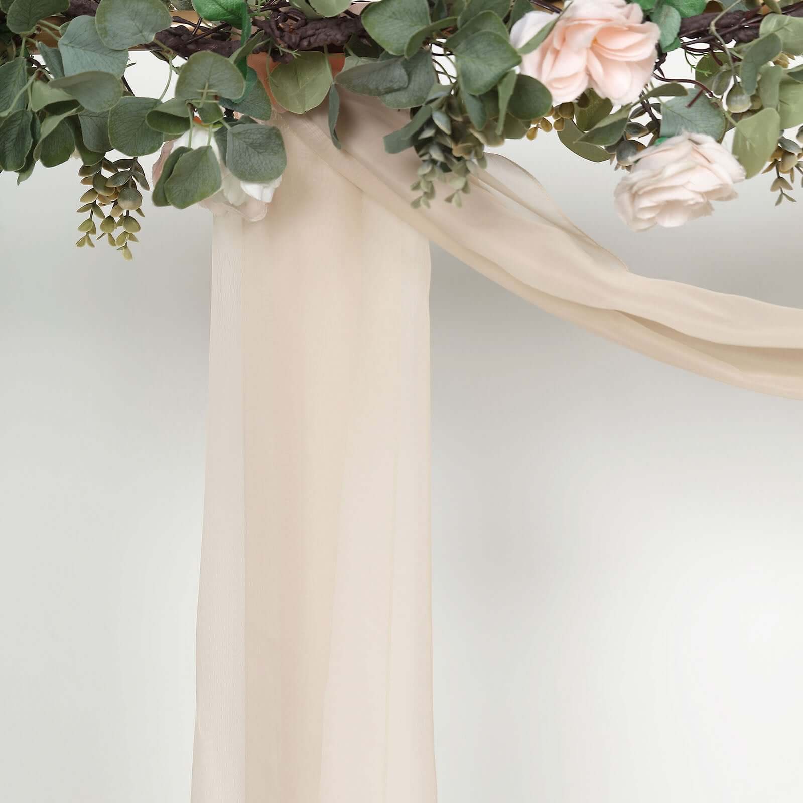 Nude Sheer Organza Wedding Arch Draping Fabric, Long Curtain Backdrop Window Scarf Valance 18ft - Image 6