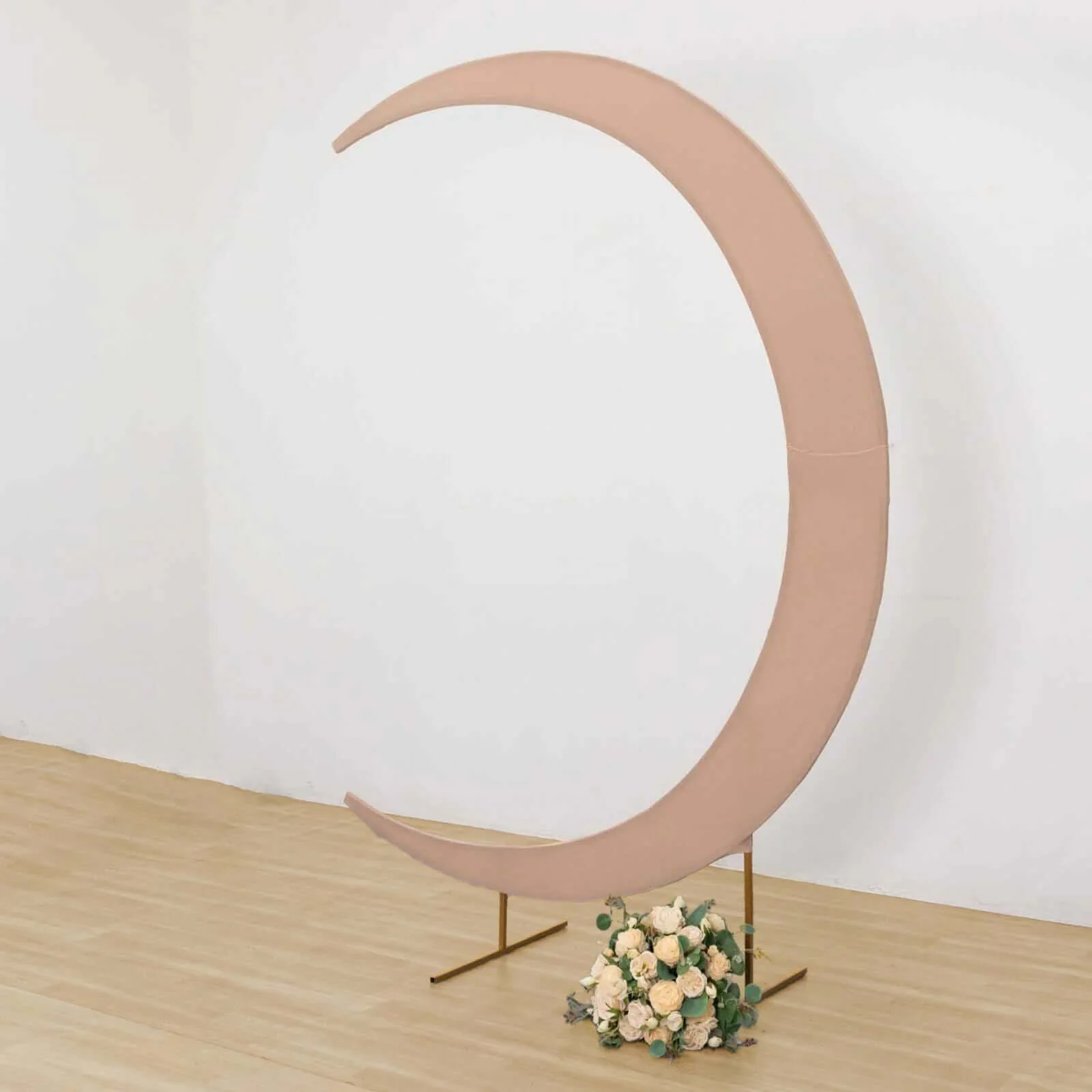 Nude Spandex Crescent Moon Chiara Backdrop Stand Cover, Custom Fitted Wedding Arch Cover - 7.5ft - Image 10
