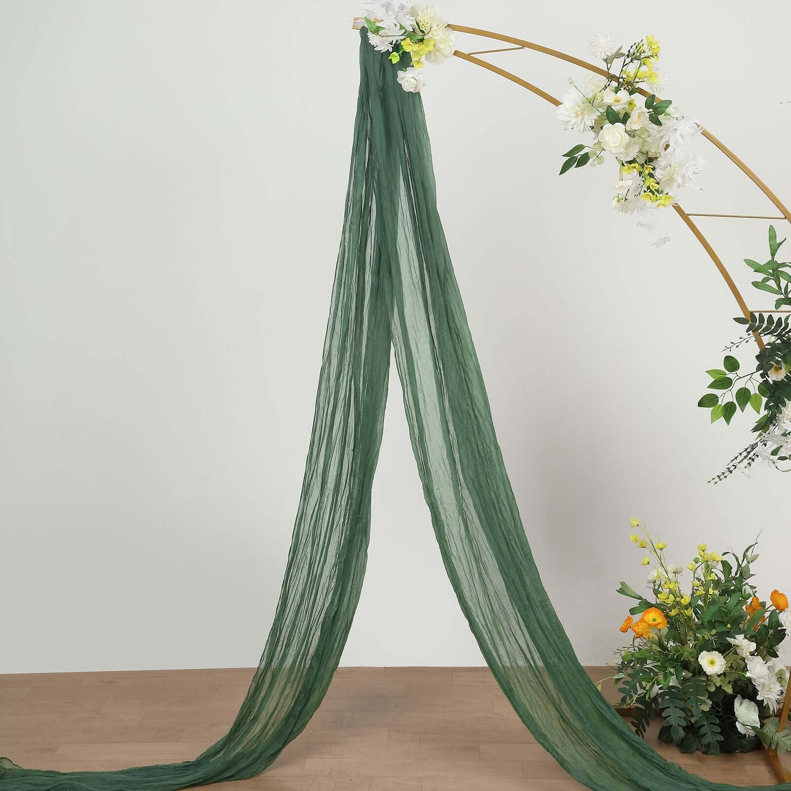 Olive Green Gauze Cheesecloth Draping Fabric Wedding Arch Decorations, Window Scarf Valance Drapes, Boho Arbor Long Curtain Panel 20ft - Image 2
