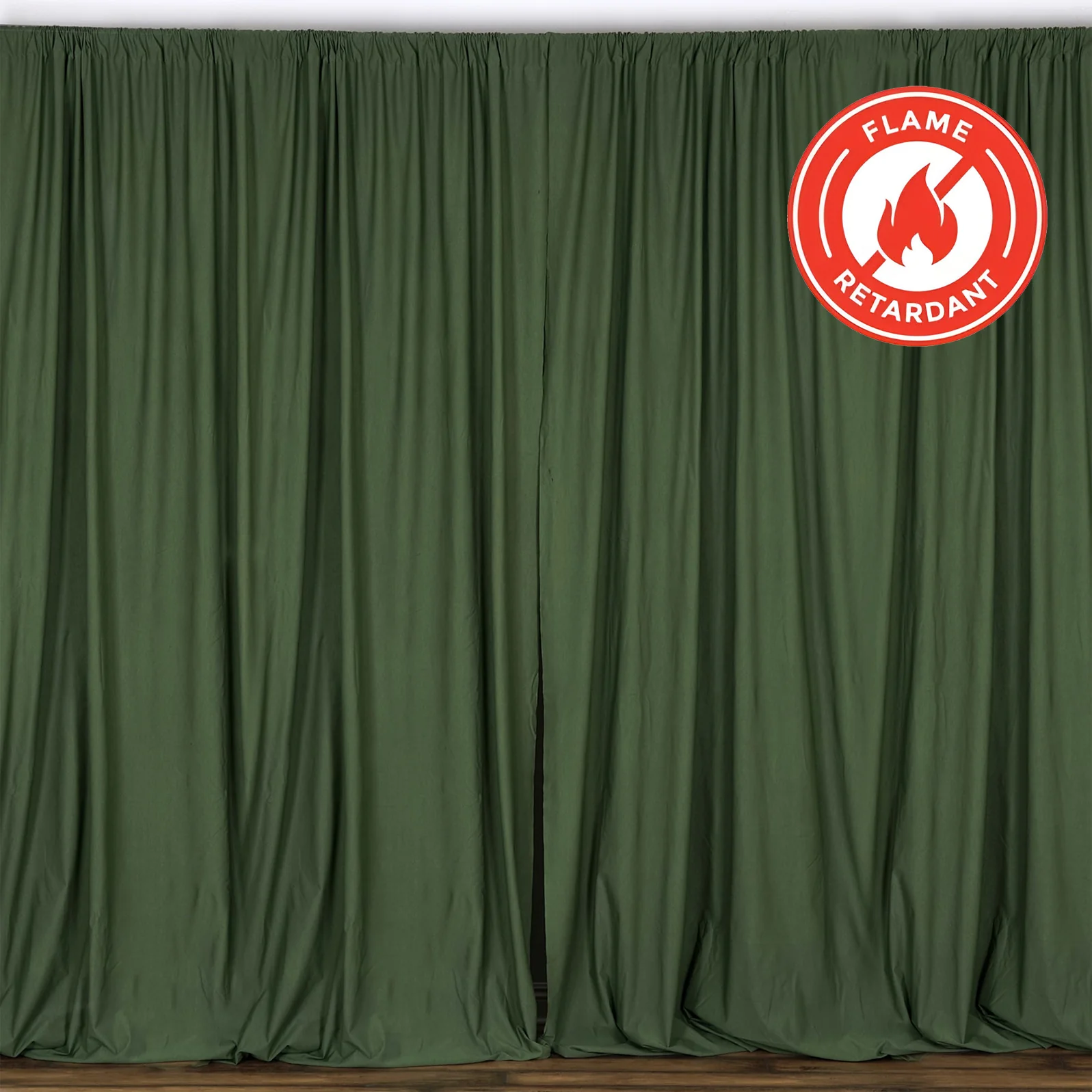 2 Pack 5ftx10ft Olive Green Scuba Polyester Backdrop Drape Curtains, Durable Flame Resistant Event Divider Panels Wrinkle Free With Rod Pockets - Image 8