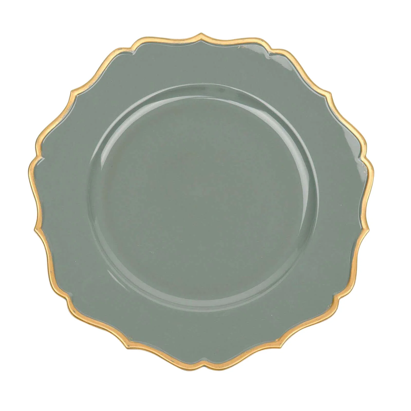 6-Pack Acrylic Charger Plates 13" Round Olive Green with Gold Scalloped Rim - Dinner Plastic Charger Tableware - Image 8