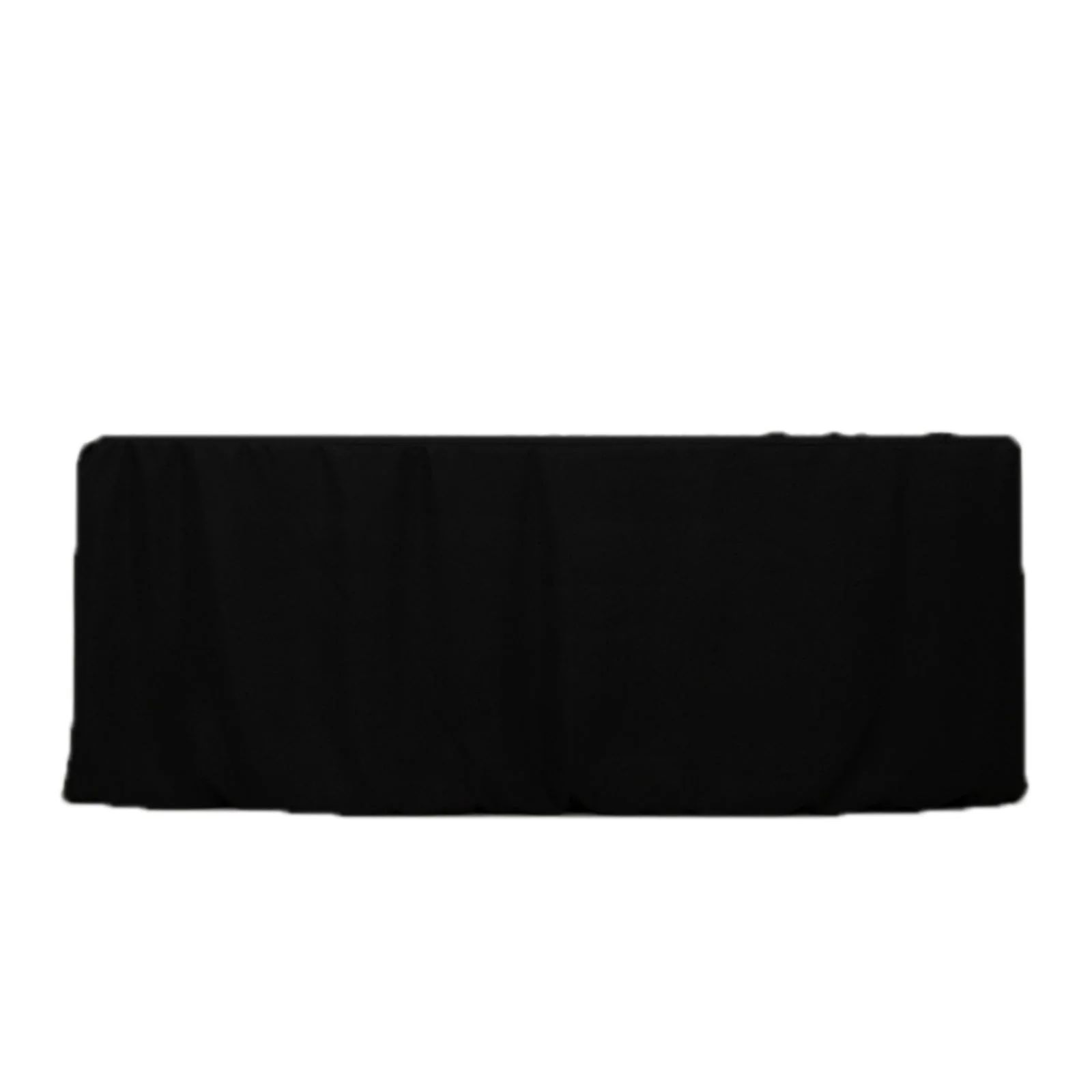 Open Back Fitted Polyester Rectangle Tablecloth 72"x30" Black - Trade Show Table Cover - Image 3