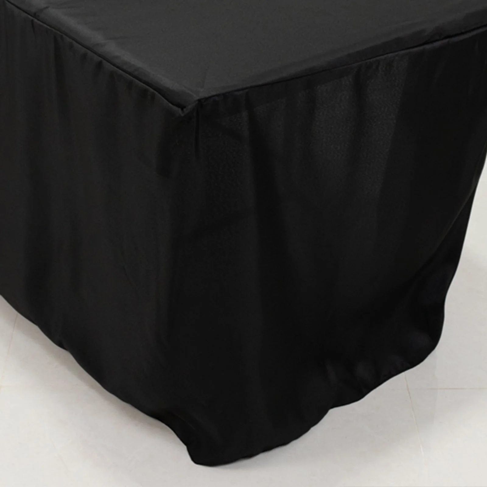Open Back Fitted Polyester Rectangle Tablecloth 96"x30" Black - Ideal for Trade Shows and Events - Image 7