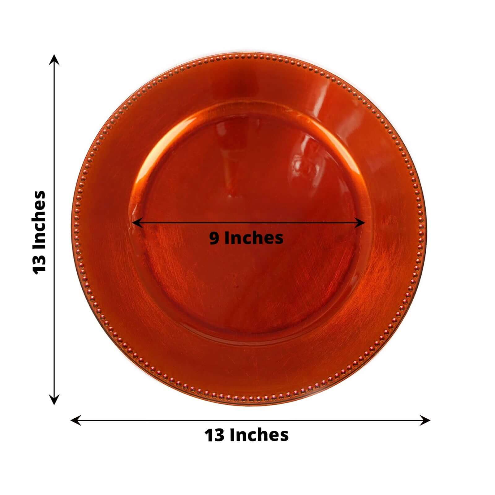 6-Pack Acrylic Charger Plates 13" Round Orange Beaded Rim - Dinner Charger Tabletop Decor - Image 3