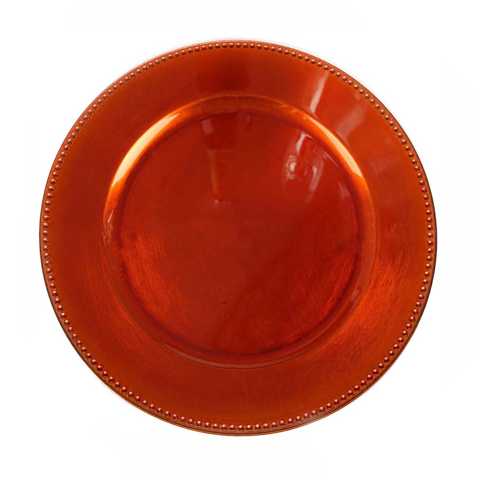 6-Pack Acrylic Charger Plates 13" Round Orange Beaded Rim - Dinner Charger Tabletop Decor - Image 6