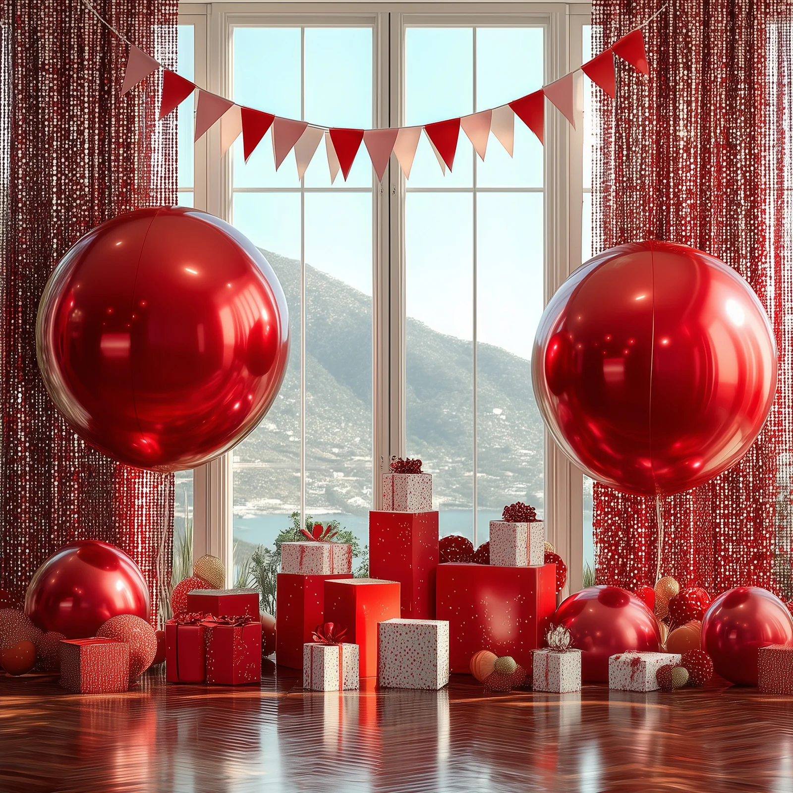 4-Pack 32" Orbz Mylar Foil Balloons, Metallic Red Large Round Sphere Helium or Air-Filled Party Decorations - Image 8