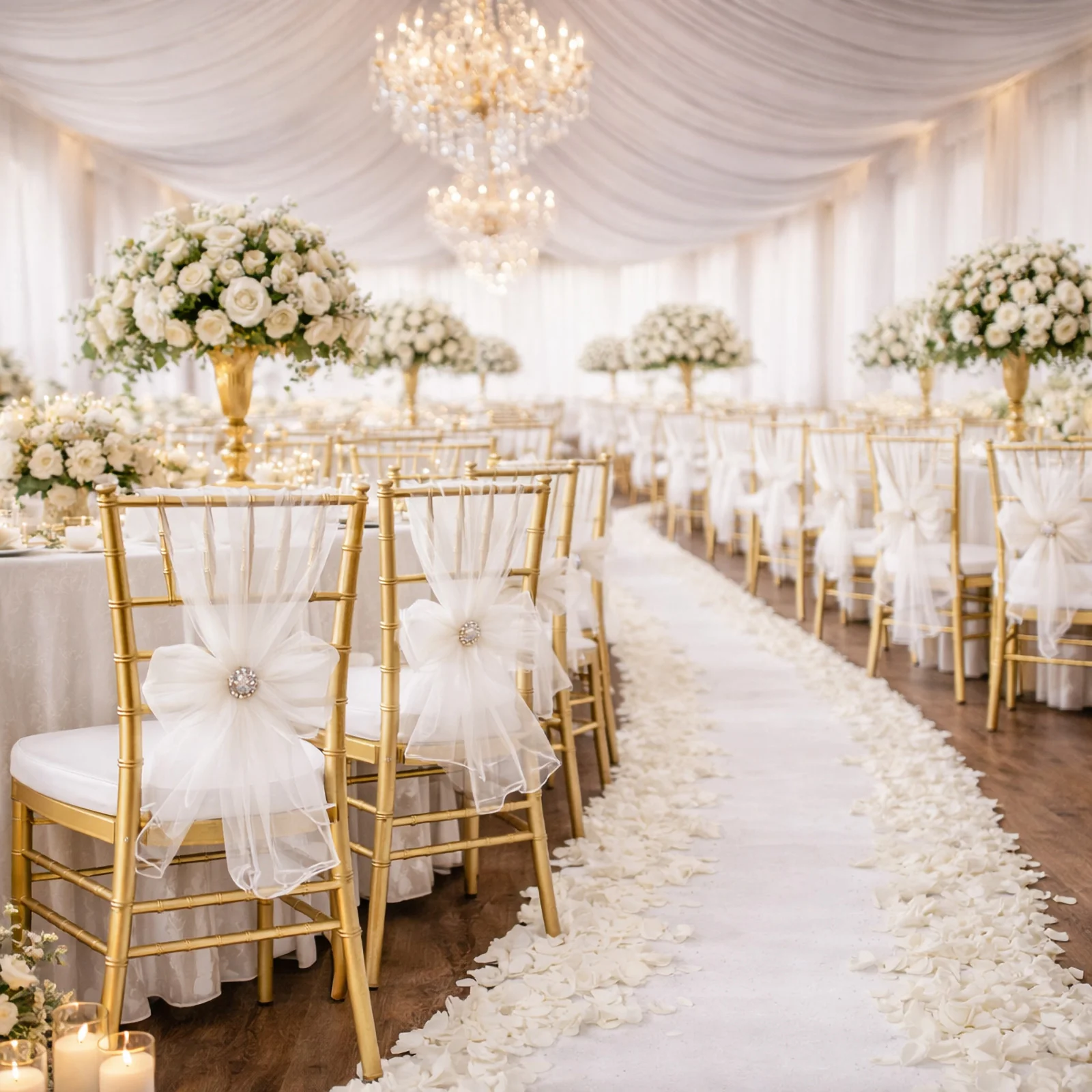 20 Pack Organza Chair Sashes 6"x108" White – Reusable Sheer Wedding Chair Bows - Image 3