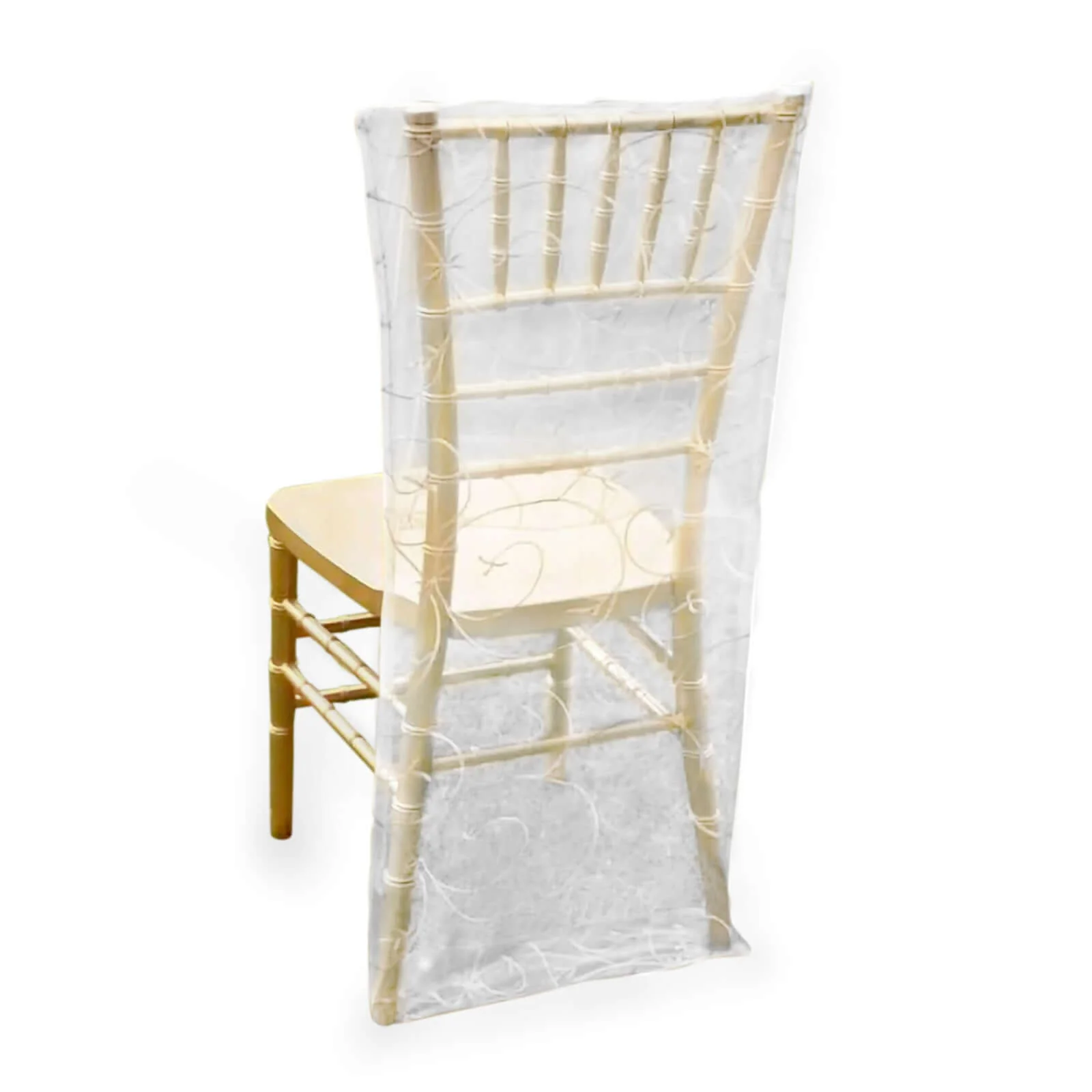 Organza Chair Slipcover with Satin Embroidery Silver - Graceful Design for Chiavari Wedding Chairs - Image 3
