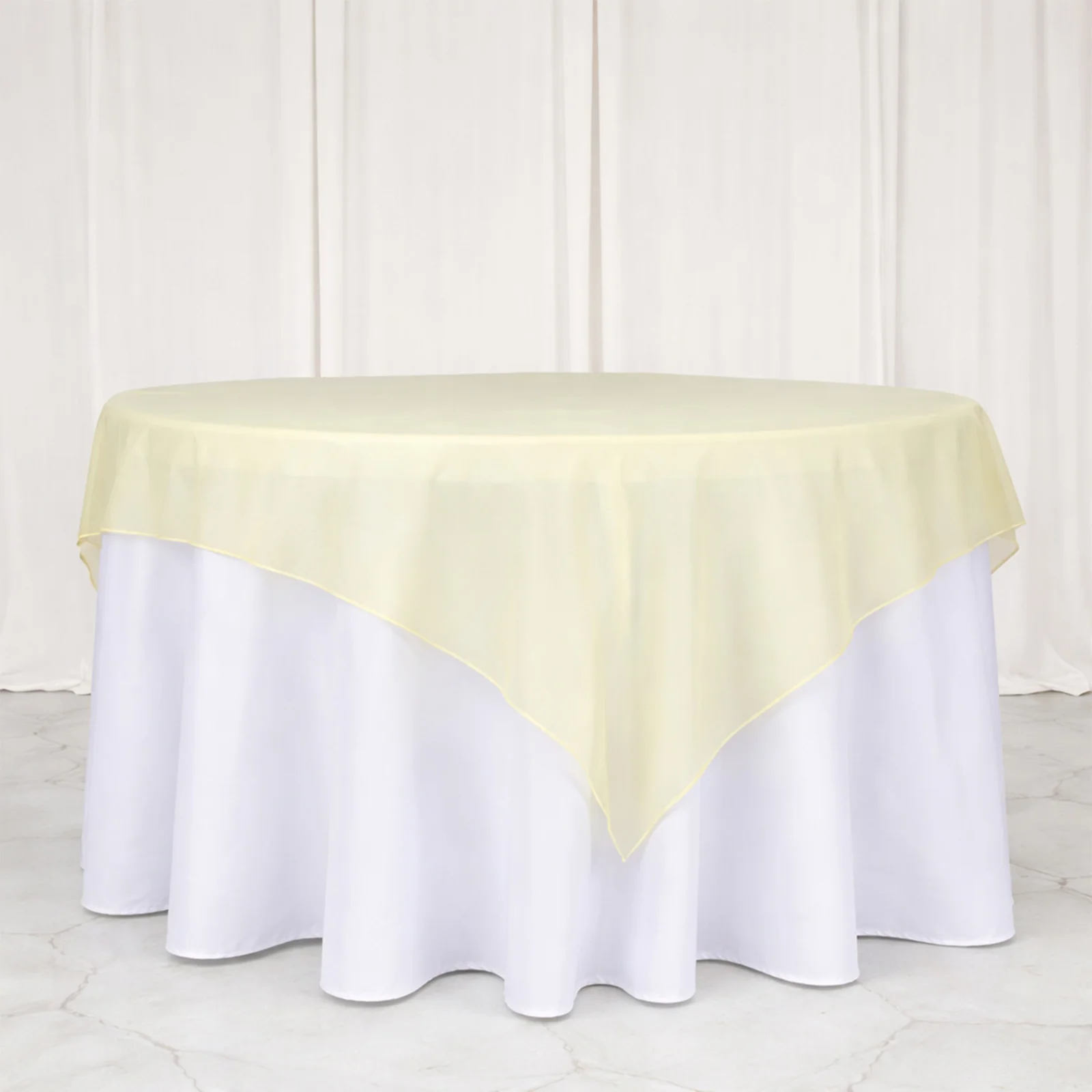 10 Pack Organza Table Overlay 72"x72" Champagne - Sheer Table Topper