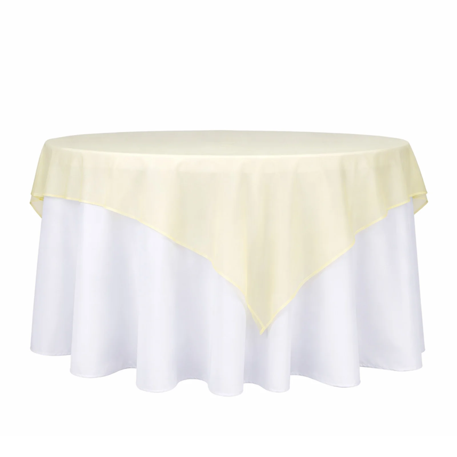 10 Pack Organza Table Overlay 72"x72" Champagne - Sheer Table Topper - Image 2