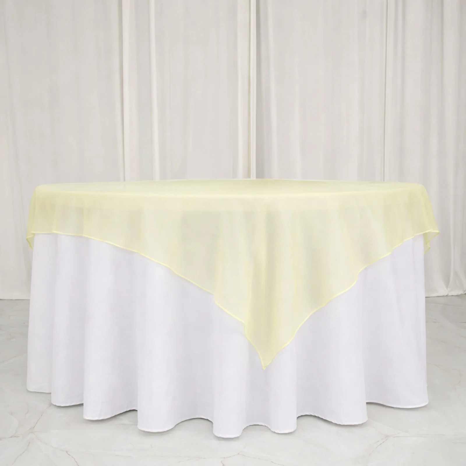 10 Pack Organza Table Overlay 72"x72" Champagne - Sheer Table Topper - Image 3