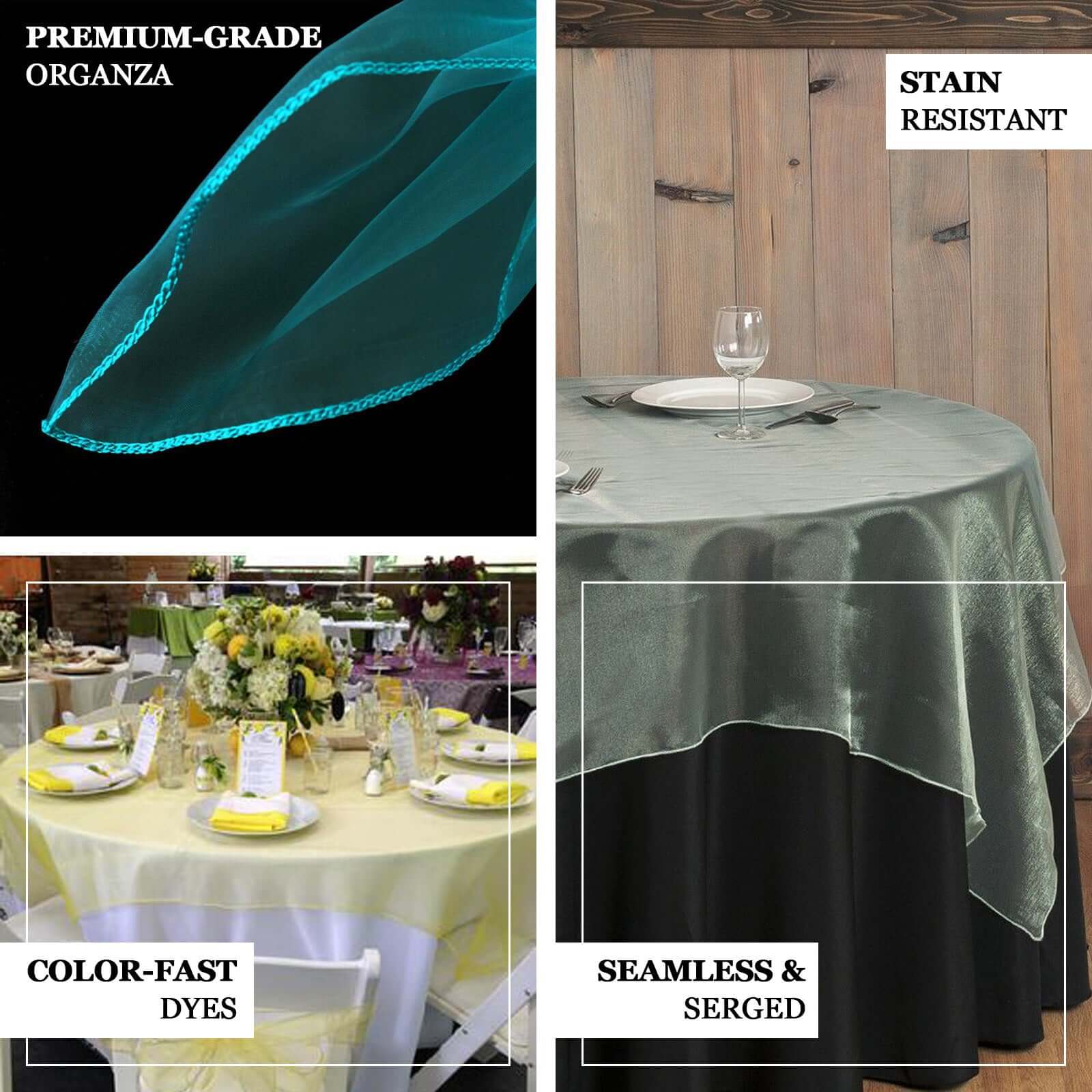 10 Pack Organza Table Overlay 72"x72" Champagne - Sheer Table Topper - Image 4