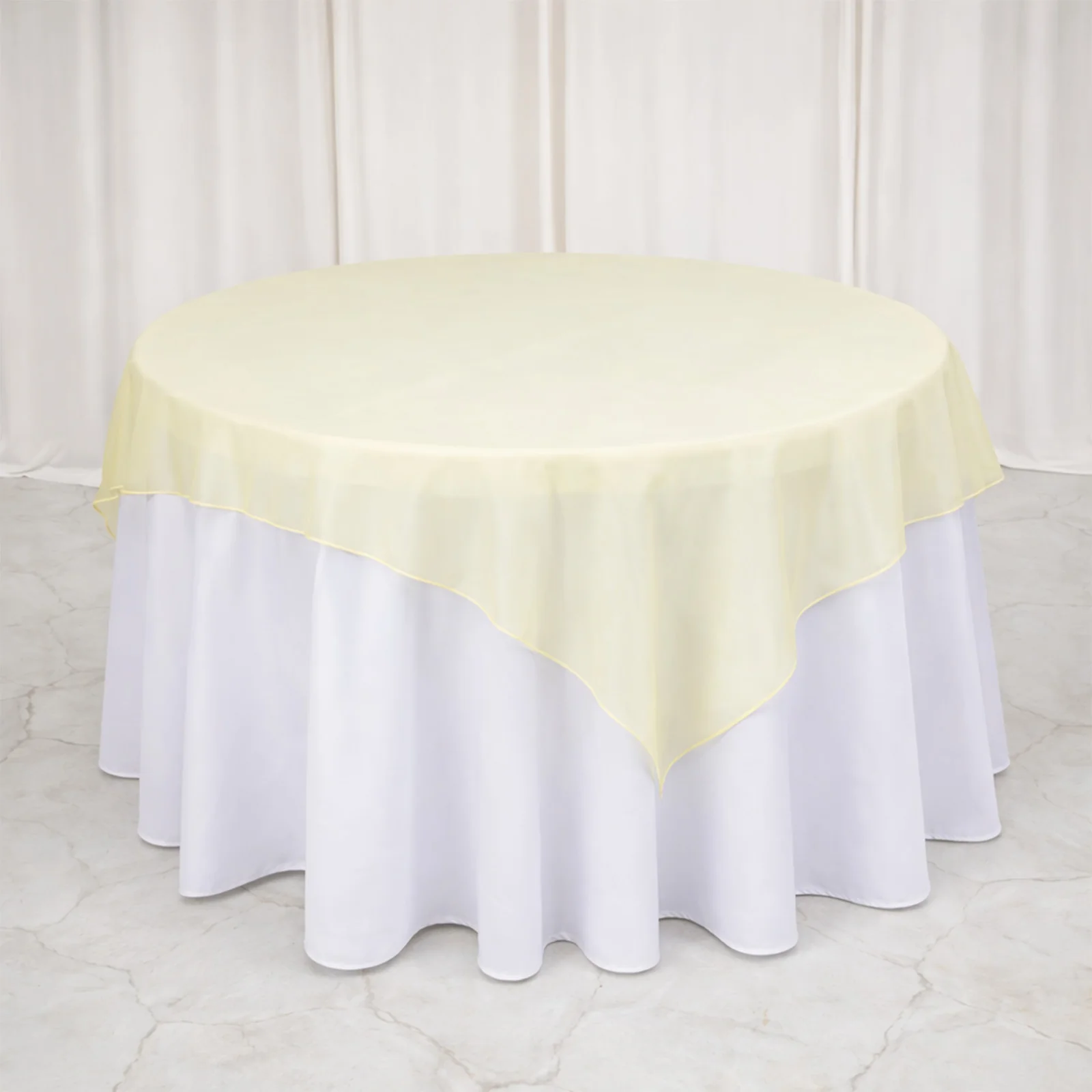10 Pack Organza Table Overlay 72"x72" Champagne - Sheer Table Topper - Image 6