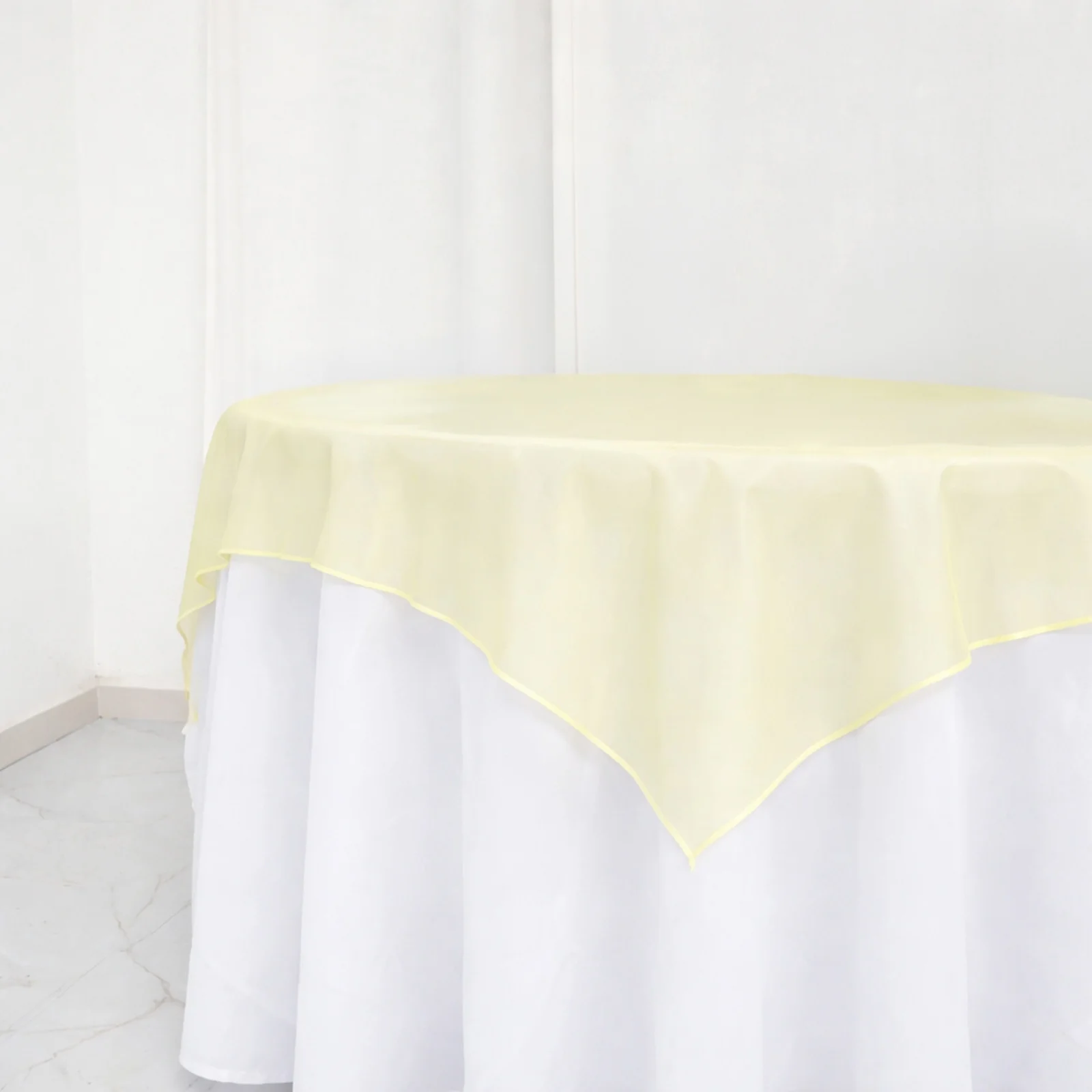 10 Pack Organza Table Overlay 72"x72" Champagne - Sheer Table Topper - Image 7