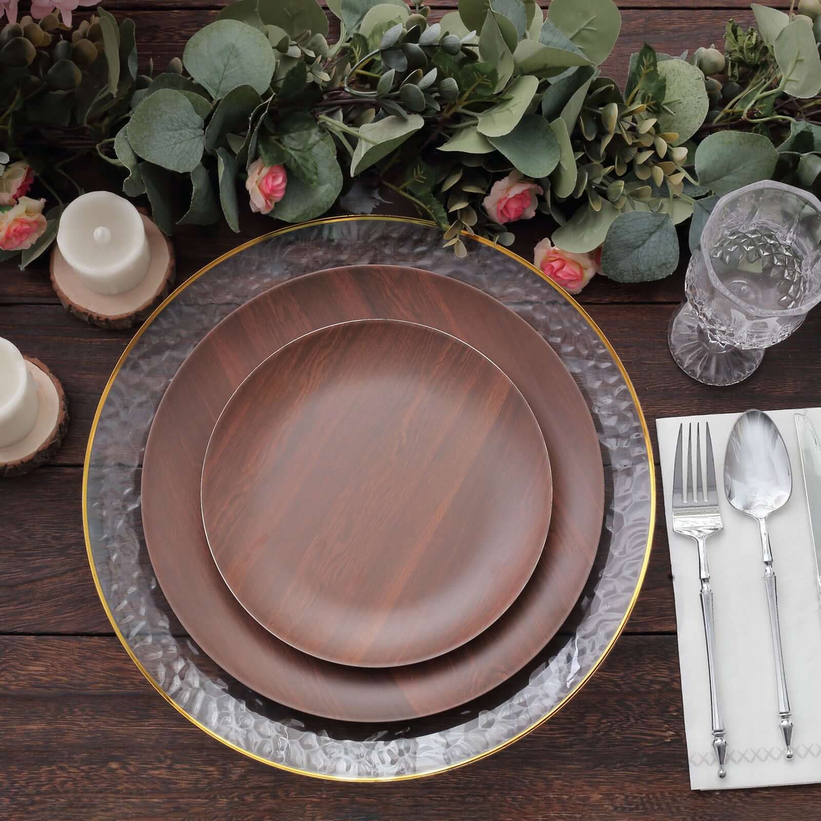 Rustic Brown Farmhouse Heavy Duty Melamine Dessert Plates - Image 2