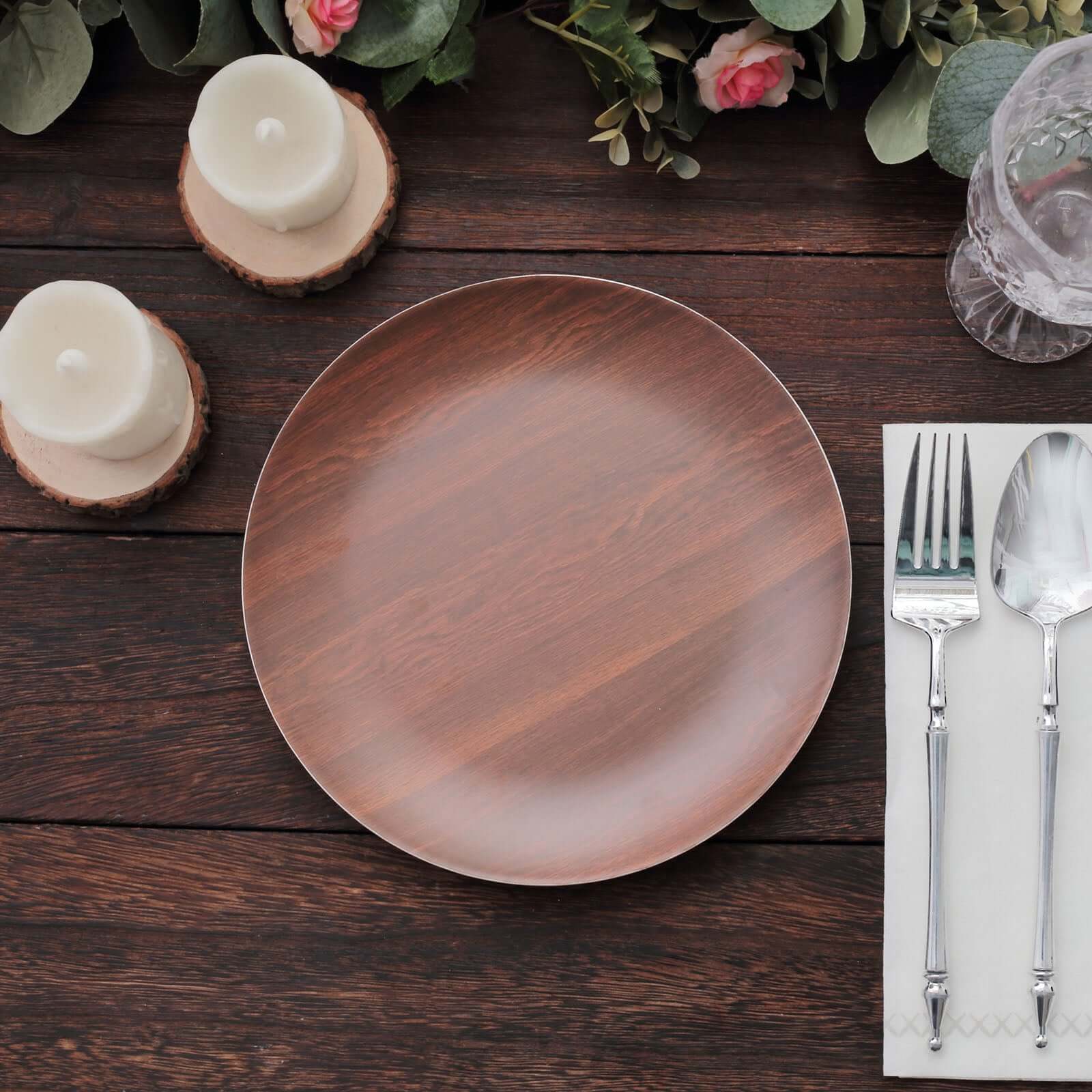 Rustic Brown Farmhouse Heavy Duty Melamine Dessert Plates - Image 5