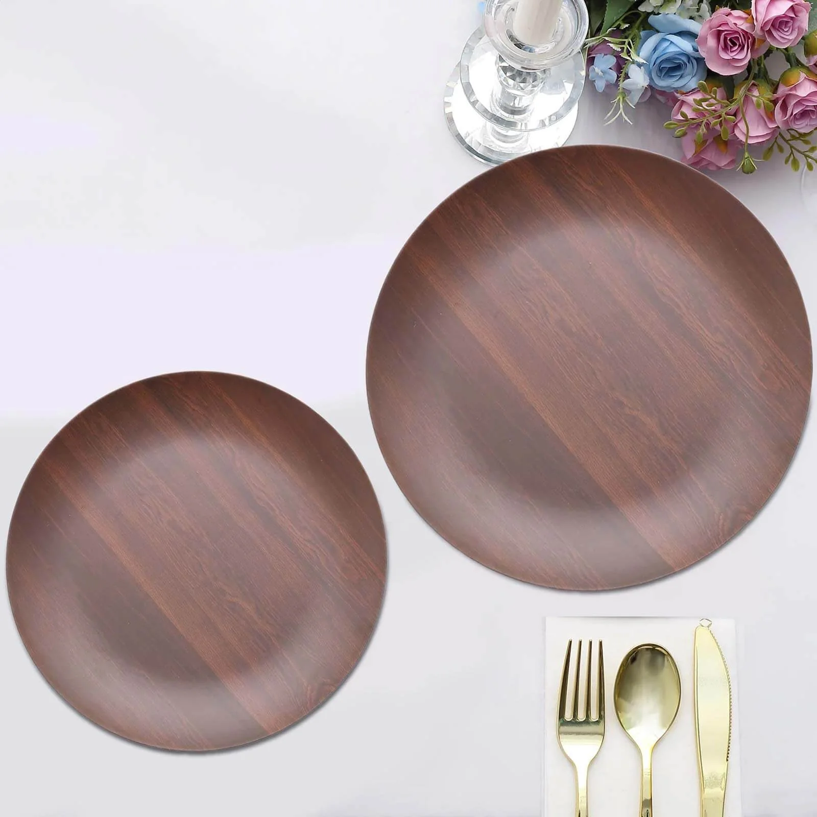 Rustic Brown Farmhouse Heavy Duty Melamine Dessert Plates - Image 6