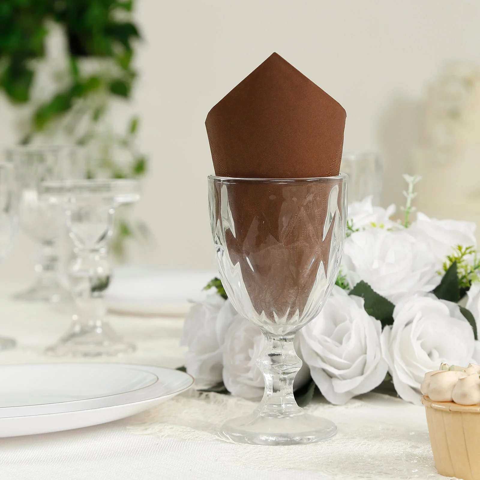 50-Pack Paper Beverage Napkins 2 Ply Cinnamon Brown 5"x5" - Soft Disposable Cocktail Napkins 18GSM - Image 2