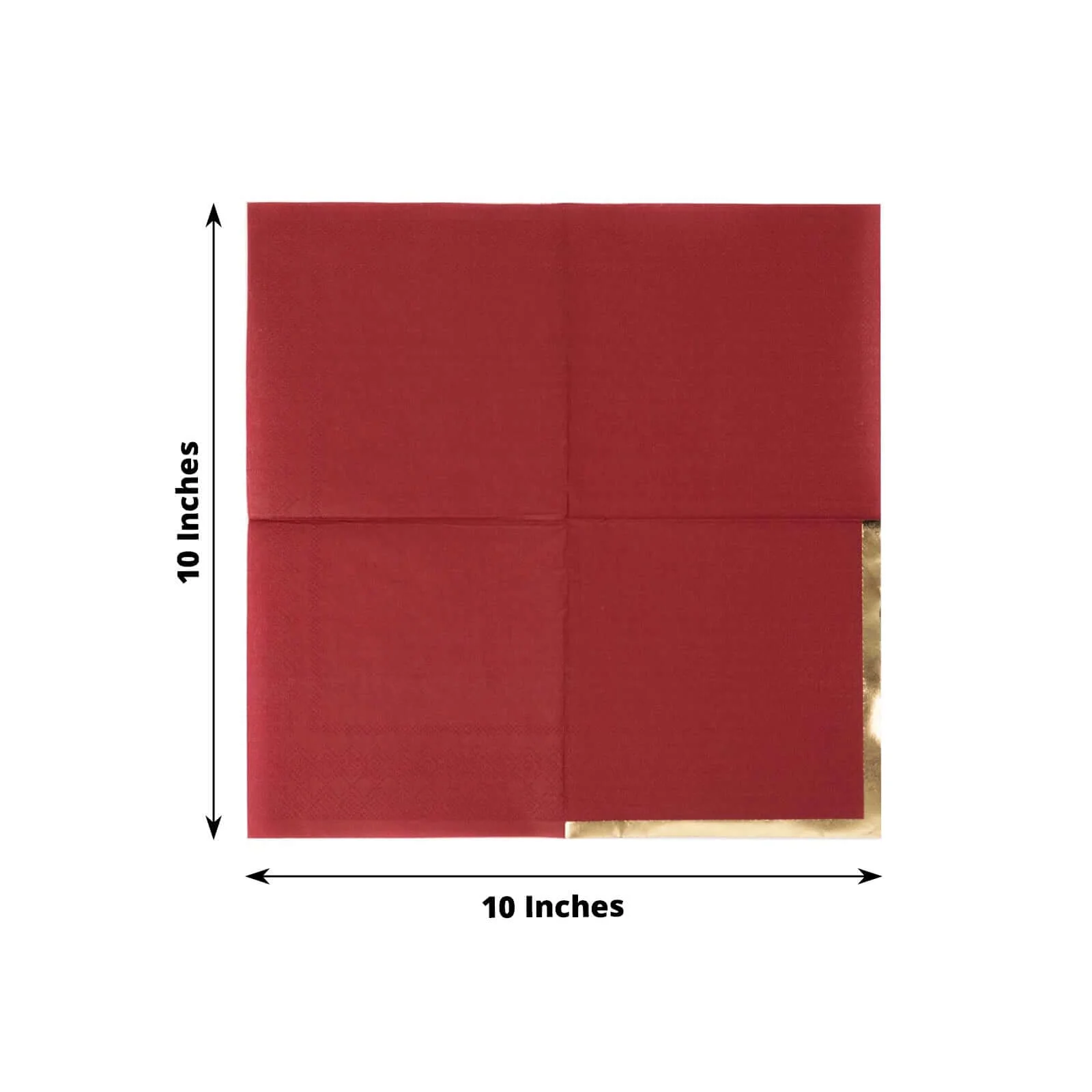 50-Pack Paper Beverage Napkins 2 Ply Burgundy with Gold Foil Edge 5"x5" - Soft Disposable Cocktail Napkins 18GSM - Image 3