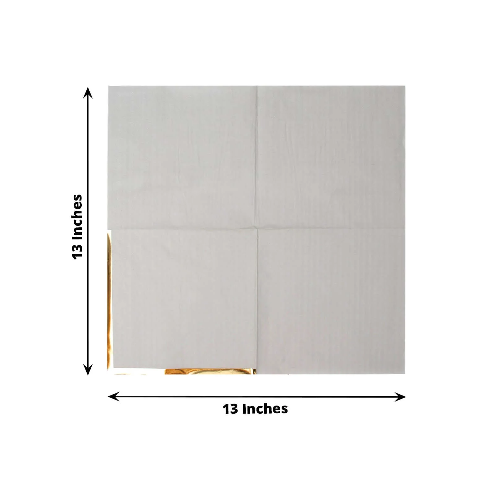 50-Pack Paper Beverage Napkins 2 Ply Gray with Gold Foil Edge 6.5"x6.5" - Soft Disposable Cocktail Napkins - Image 3