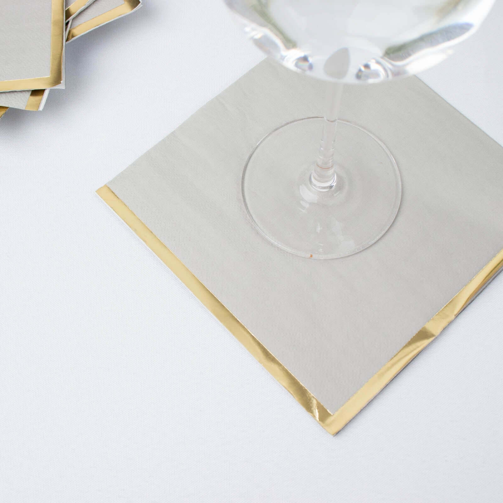 50-Pack Paper Beverage Napkins 2 Ply Gray with Gold Foil Edge 6.5"x6.5" - Soft Disposable Cocktail Napkins - Image 5