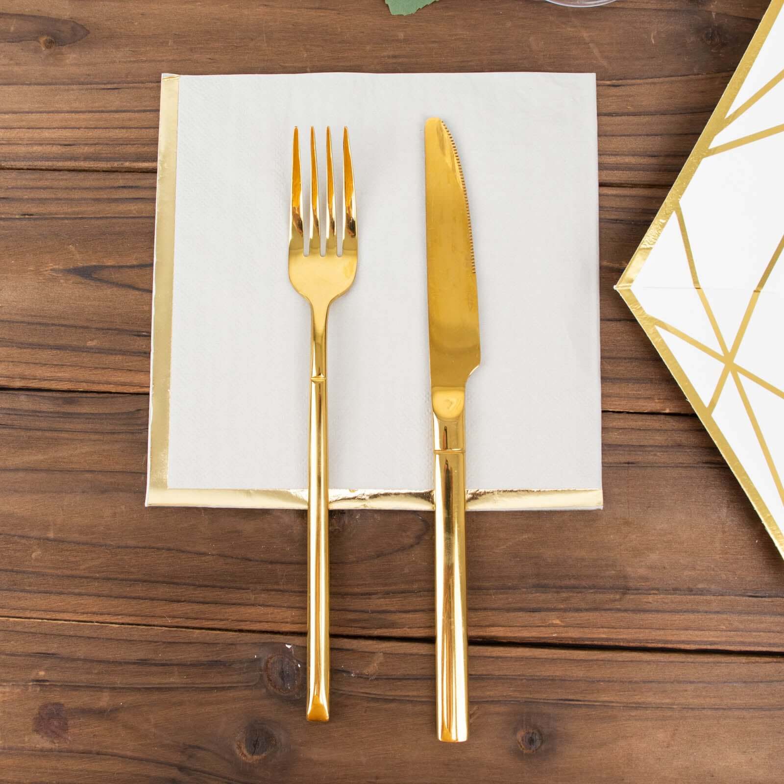 50-Pack Paper Beverage Napkins 2 Ply Gray with Gold Foil Edge 6.5"x6.5" - Soft Disposable Cocktail Napkins - Image 9