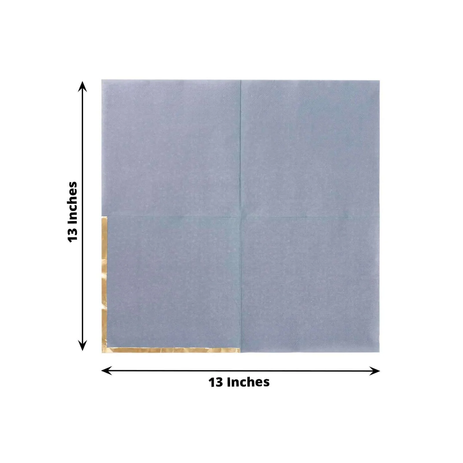 50-Pack Paper Beverage Napkins 2 Ply Dusty Blue with Gold Foil Edge 6.5"x6.5" - Soft Disposable Cocktail Napkins - Image 3