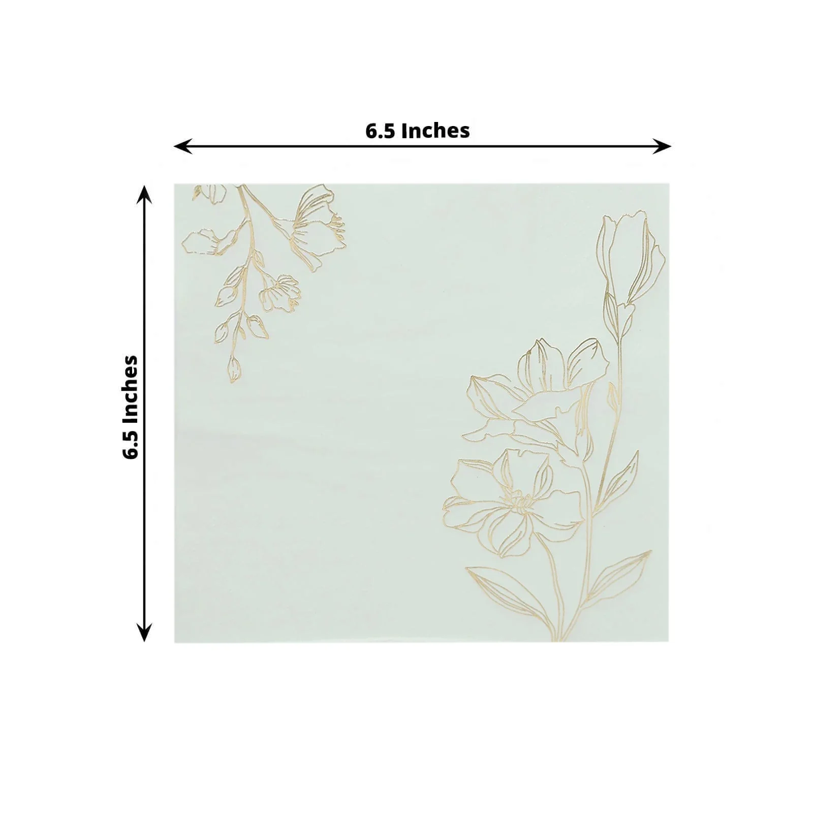 50-Pack Paper Cocktail Napkins 2 Ply White with Gold Lily Flowers Print - Soft and Highly Absorbent Beverage Napkins - Image 3
