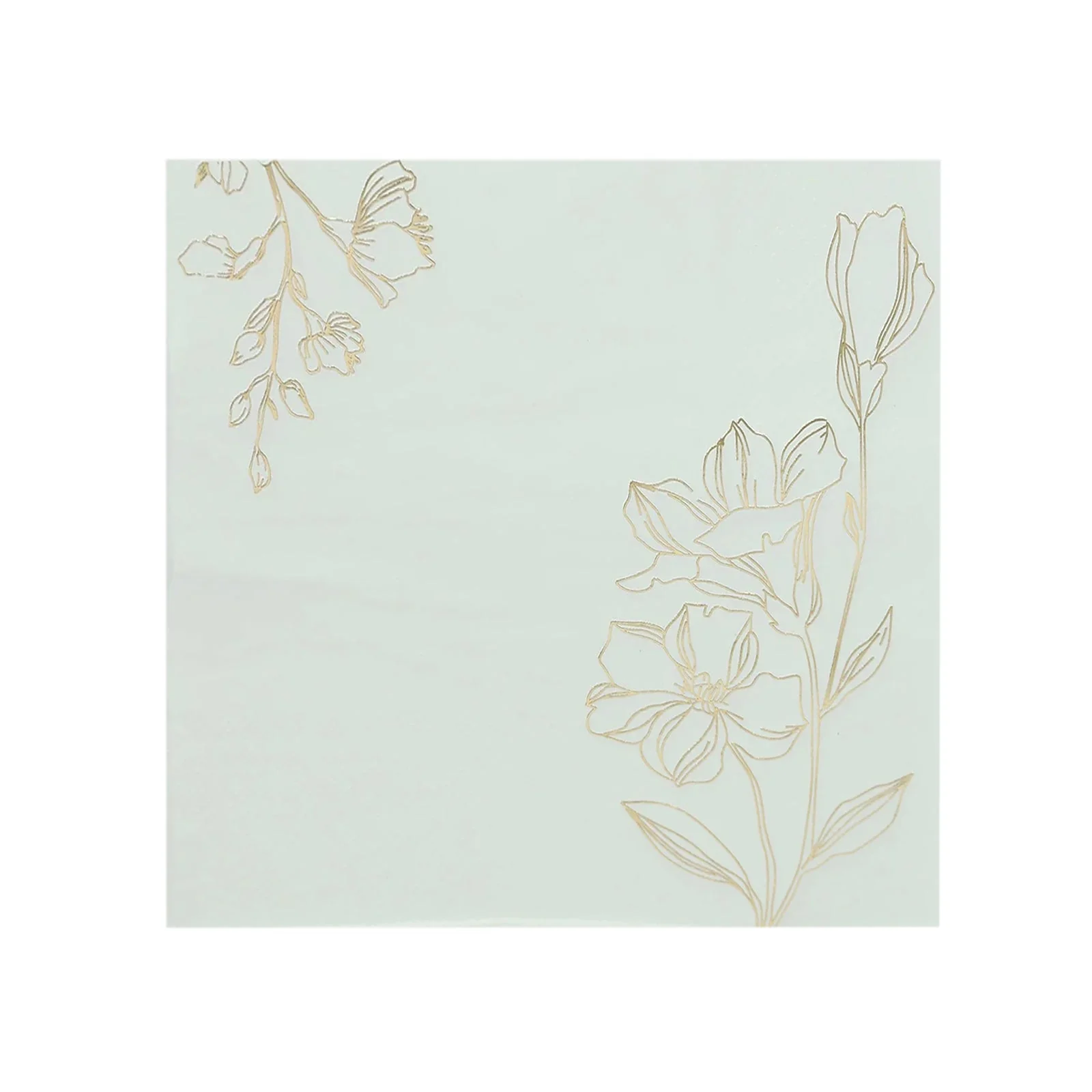 50-Pack Paper Cocktail Napkins 2 Ply White with Gold Lily Flowers Print - Soft and Highly Absorbent Beverage Napkins - Image 6