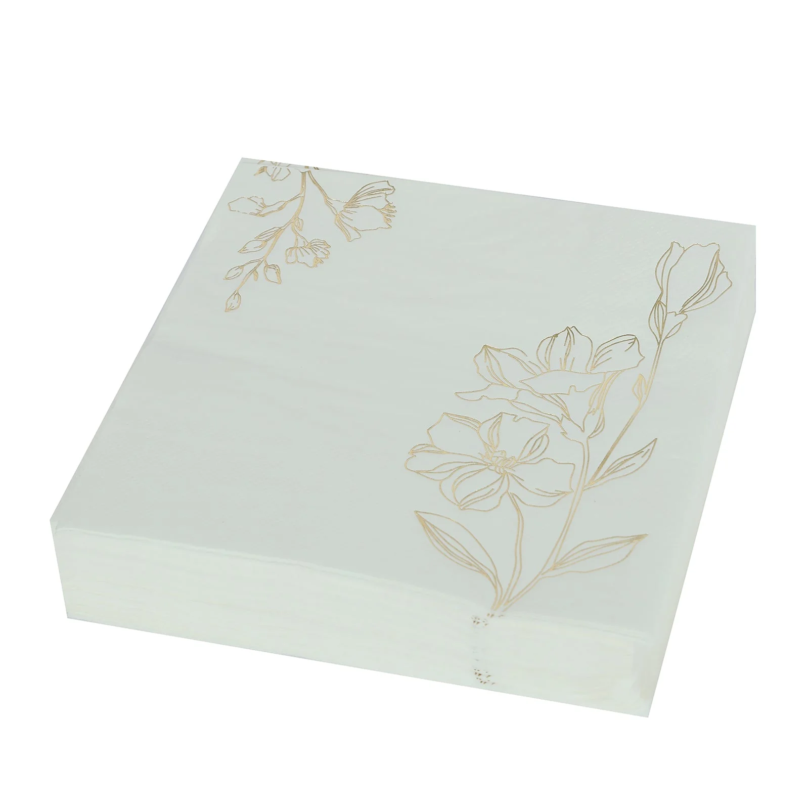 50-Pack Paper Cocktail Napkins 2 Ply White with Gold Lily Flowers Print - Soft and Highly Absorbent Beverage Napkins - Image 7