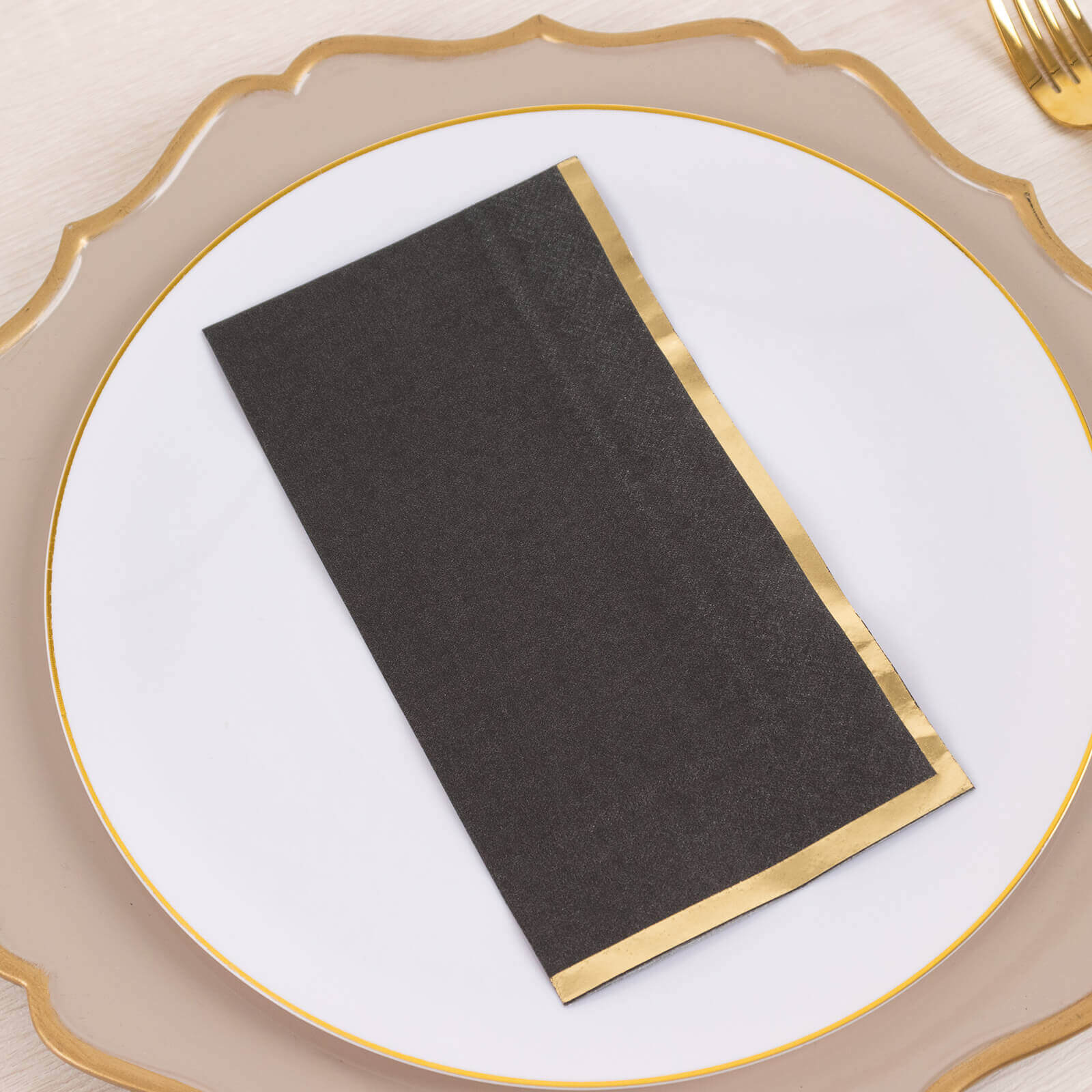 50-Pack Paper Dinner Napkins 2 Ply Black with Gold Foil Edge - Soft Disposable Napkins for Events - Image 5