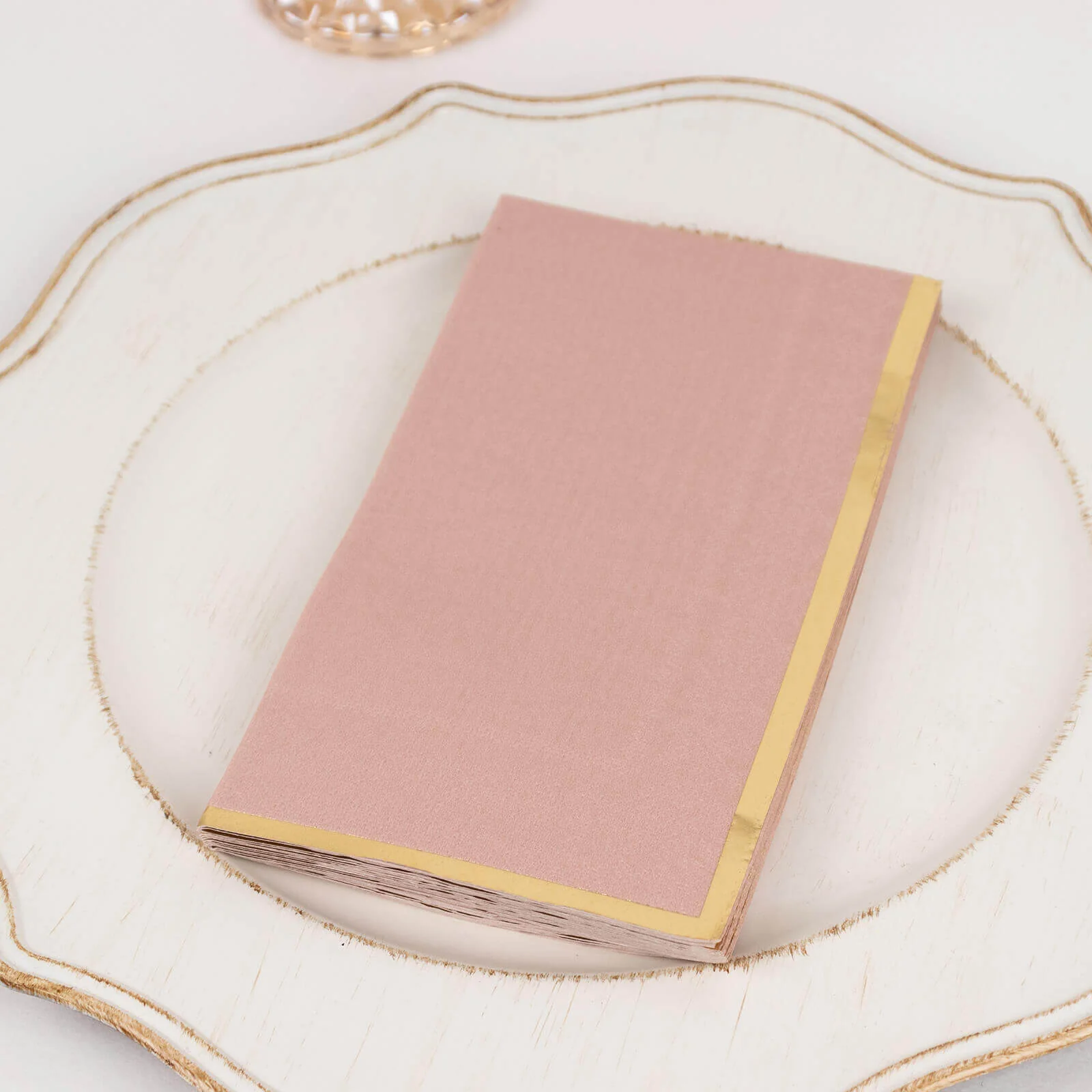 50-Pack Paper Dinner Napkins 2 Ply Dusty Rose with Gold Foil Edge - Soft Disposable Napkins - Image 5
