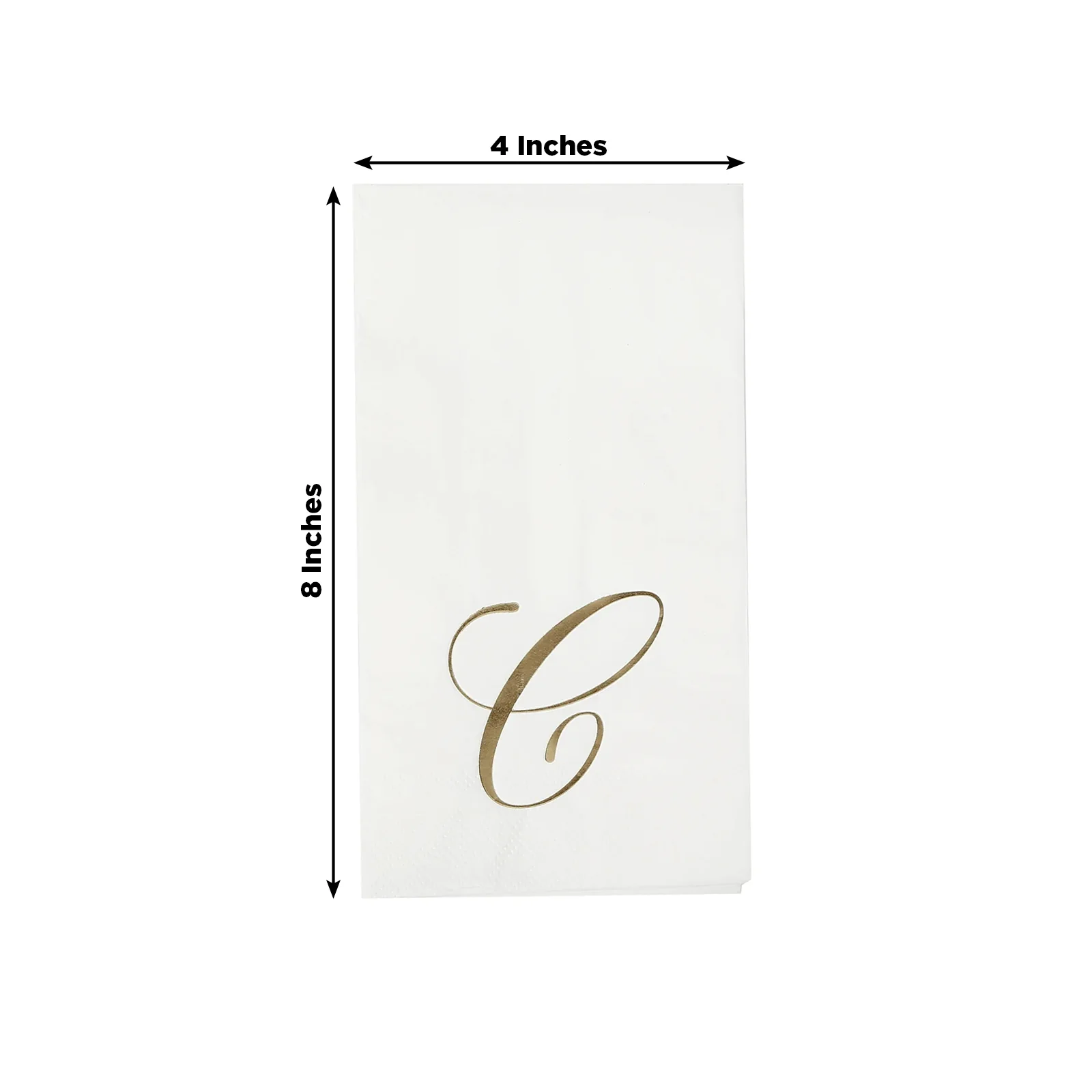 100-Pack Paper Dinner Napkins White with Gold Foil Monogram "C" – 8"x4" Folded, Disposable Party Napkins - Image 3