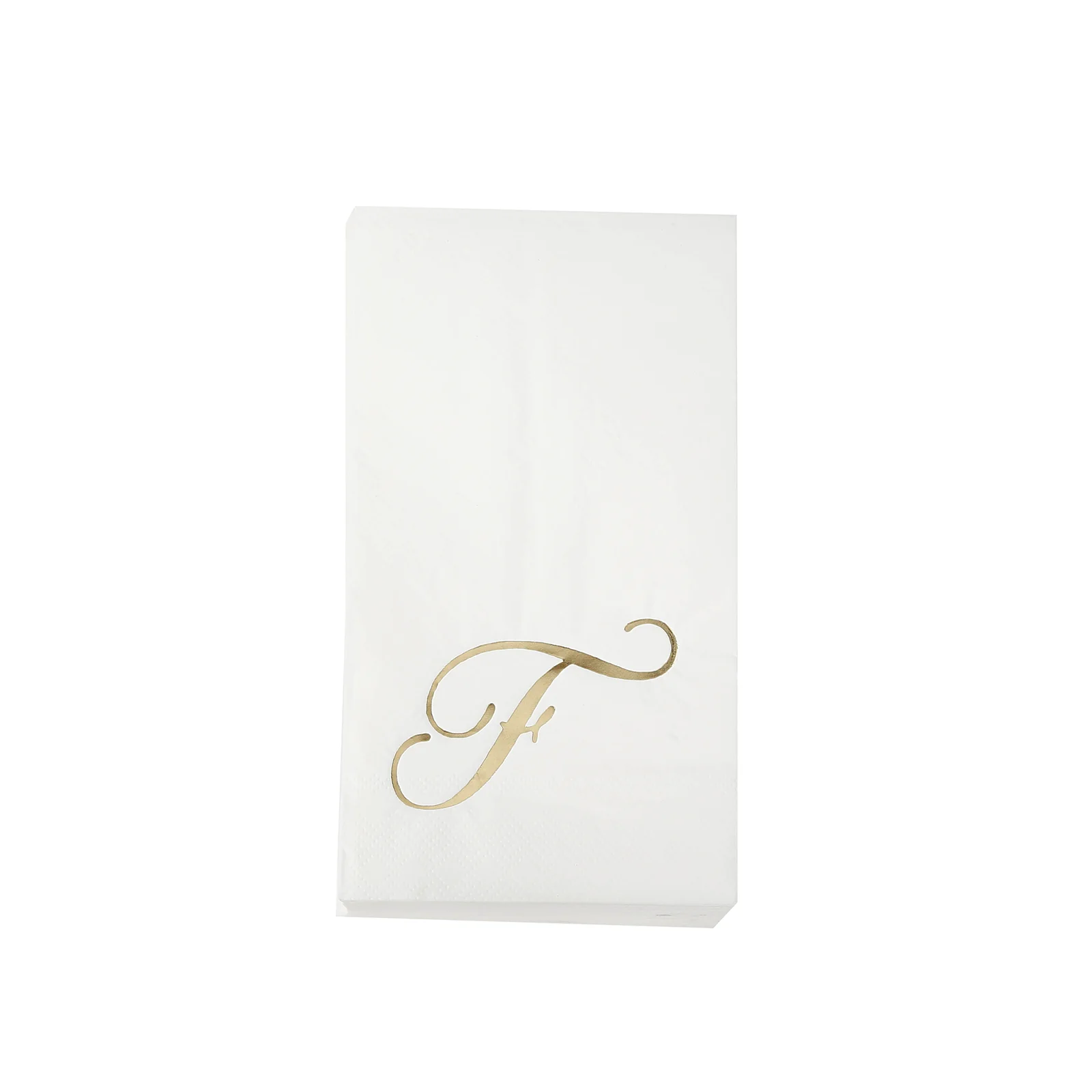 100-Pack Paper Dinner Napkins White with Gold Foil Monogram "F" – 8"x4" Folded, Disposable Party Napkins - Image 2