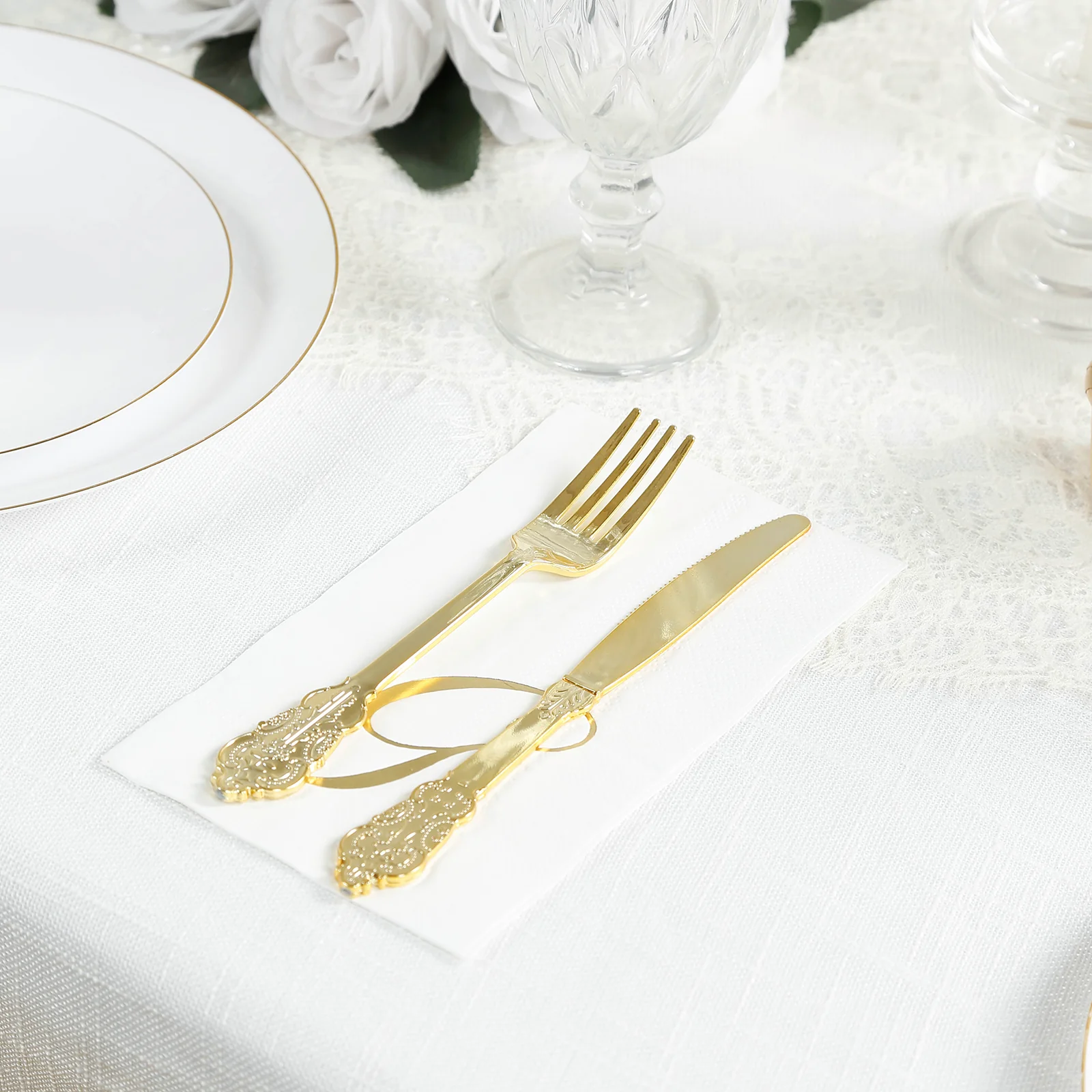 100-Pack Paper Dinner Napkins White with Gold Foil Monogram "G" – 8"x4" Folded, Disposable Party Napkins - Image 6