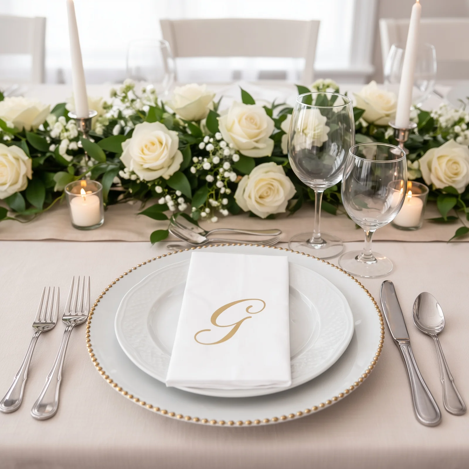 100-Pack Paper Dinner Napkins White with Gold Foil Monogram "G" – 8"x4" Folded, Disposable Party Napkins - Image 8