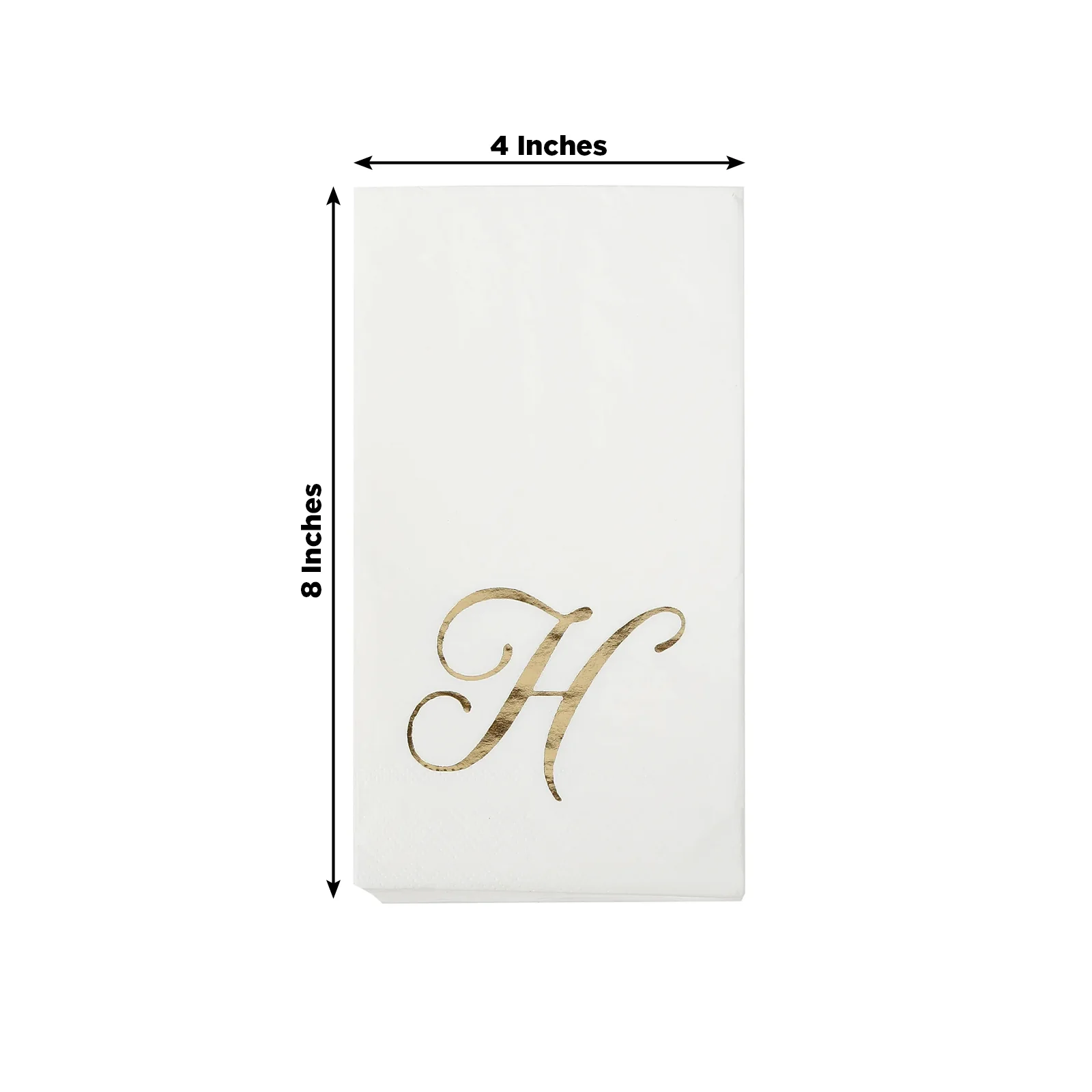 100-Pack Paper Dinner Napkins White with Gold Foil Monogram "H" – 8"x4" Folded, Disposable Party Napkins - Image 3