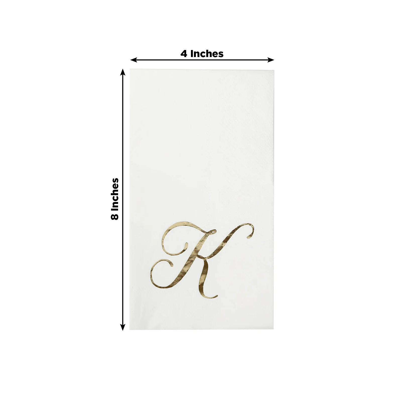 100-Pack Paper Dinner Napkins White with Gold Foil Monogram "K" – 8"x4" Folded, Disposable Party Napkins - Image 3