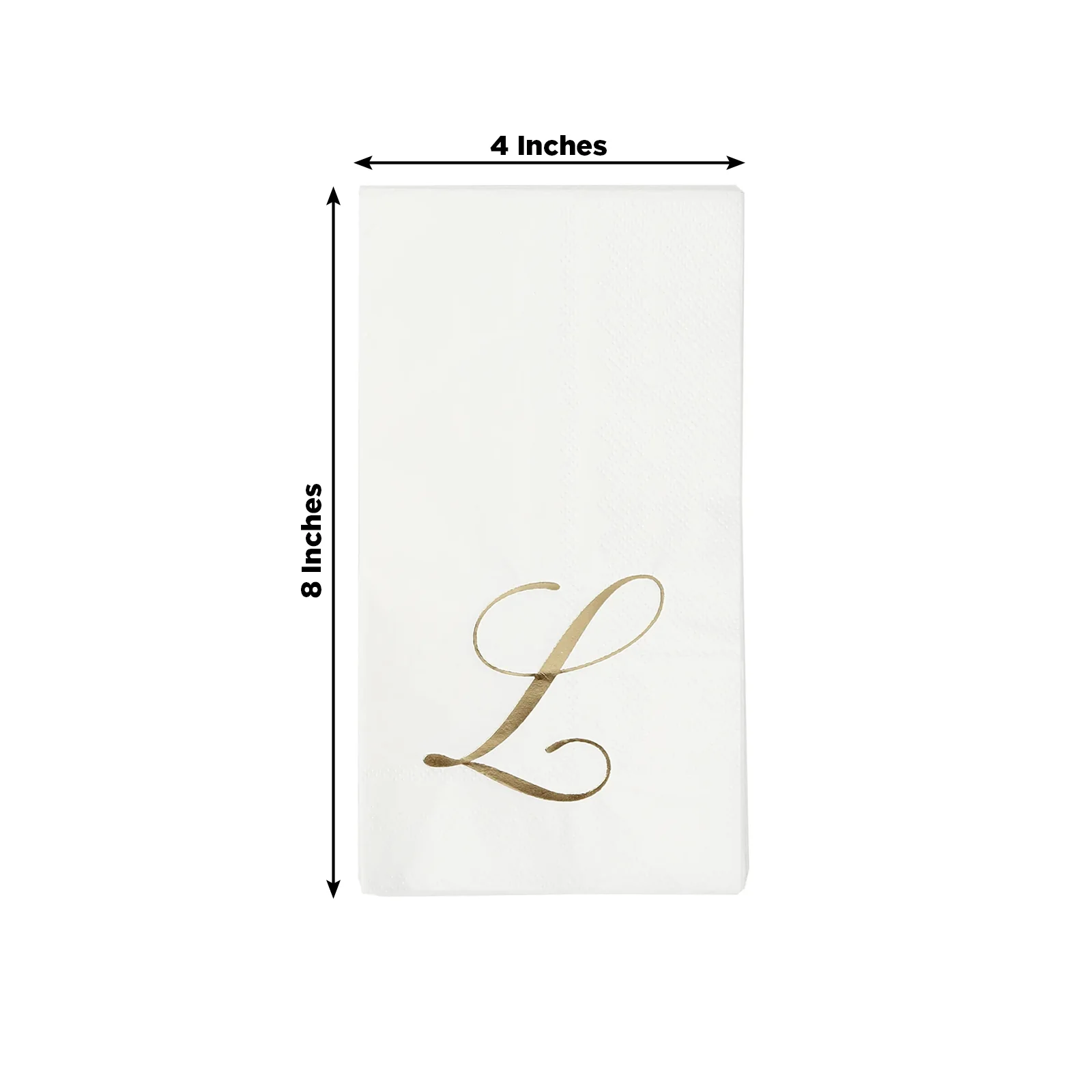 100-Pack Paper Dinner Napkins White with Gold Foil Monogram "L" – 8"x4" Folded, Disposable Party Napkins - Image 3
