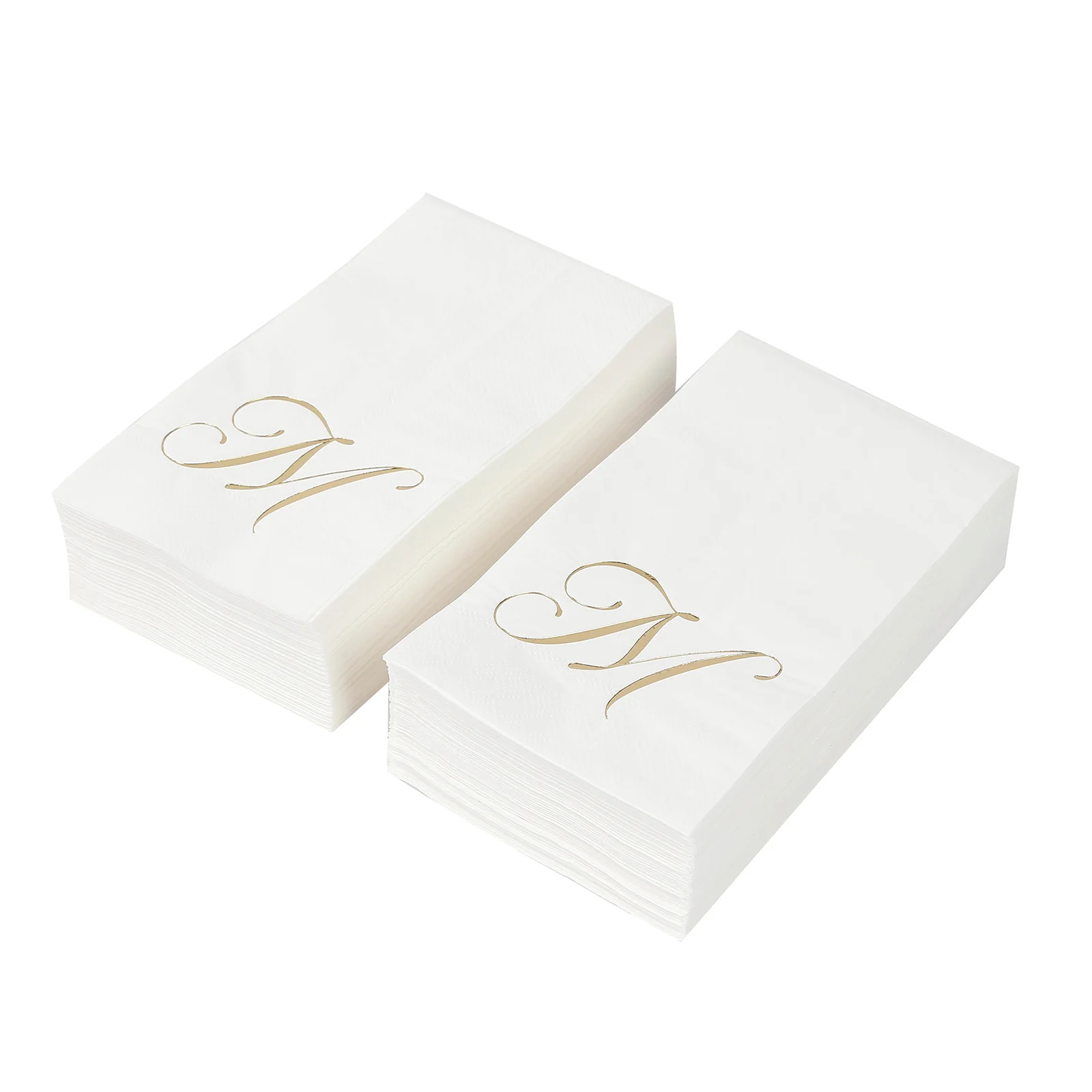 100-Pack Paper Dinner Napkins White with Gold Foil Monogram "M" – 8"x4" Folded, Disposable Party Napkins - Image 7