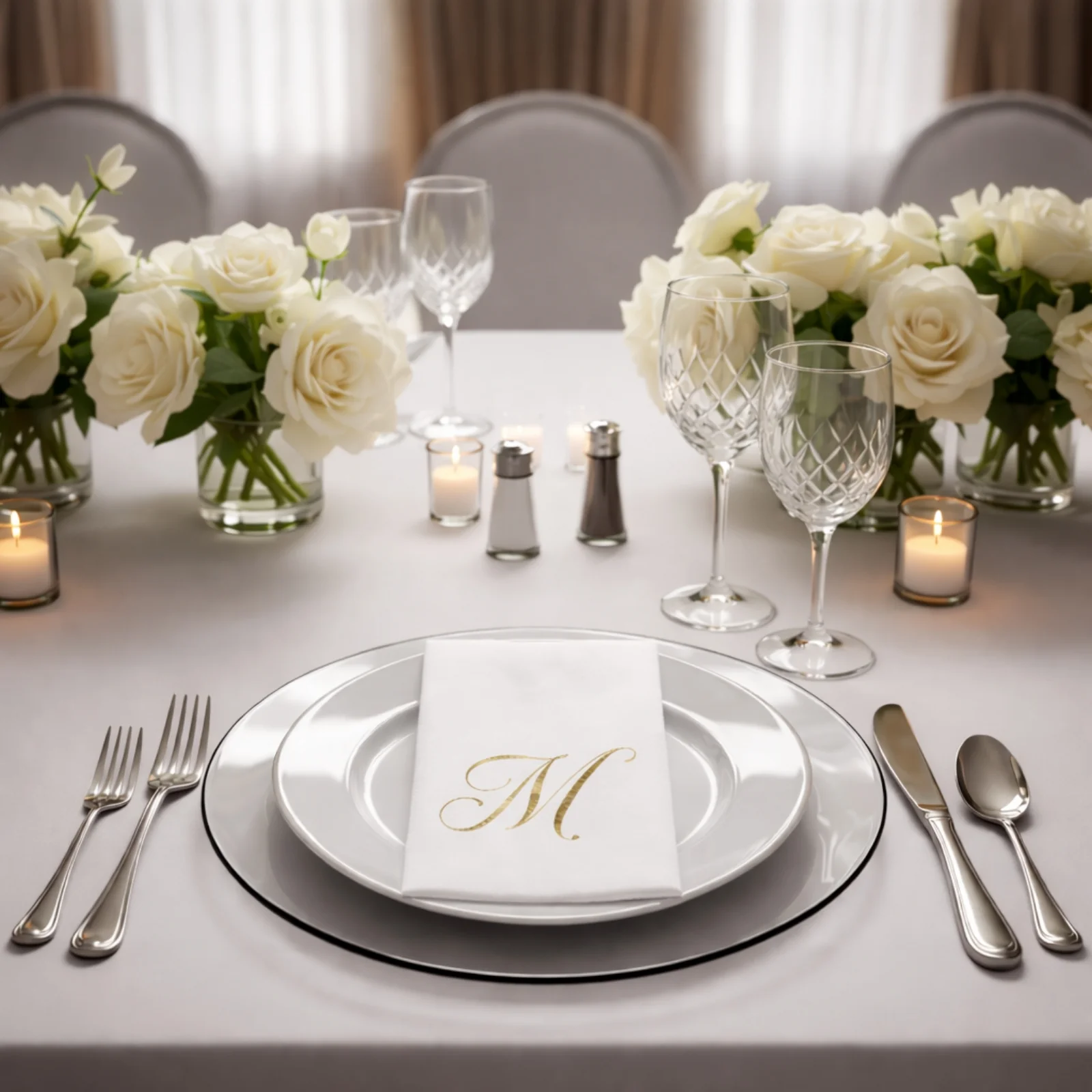 100-Pack Paper Dinner Napkins White with Gold Foil Monogram "M" – 8"x4" Folded, Disposable Party Napkins - Image 8