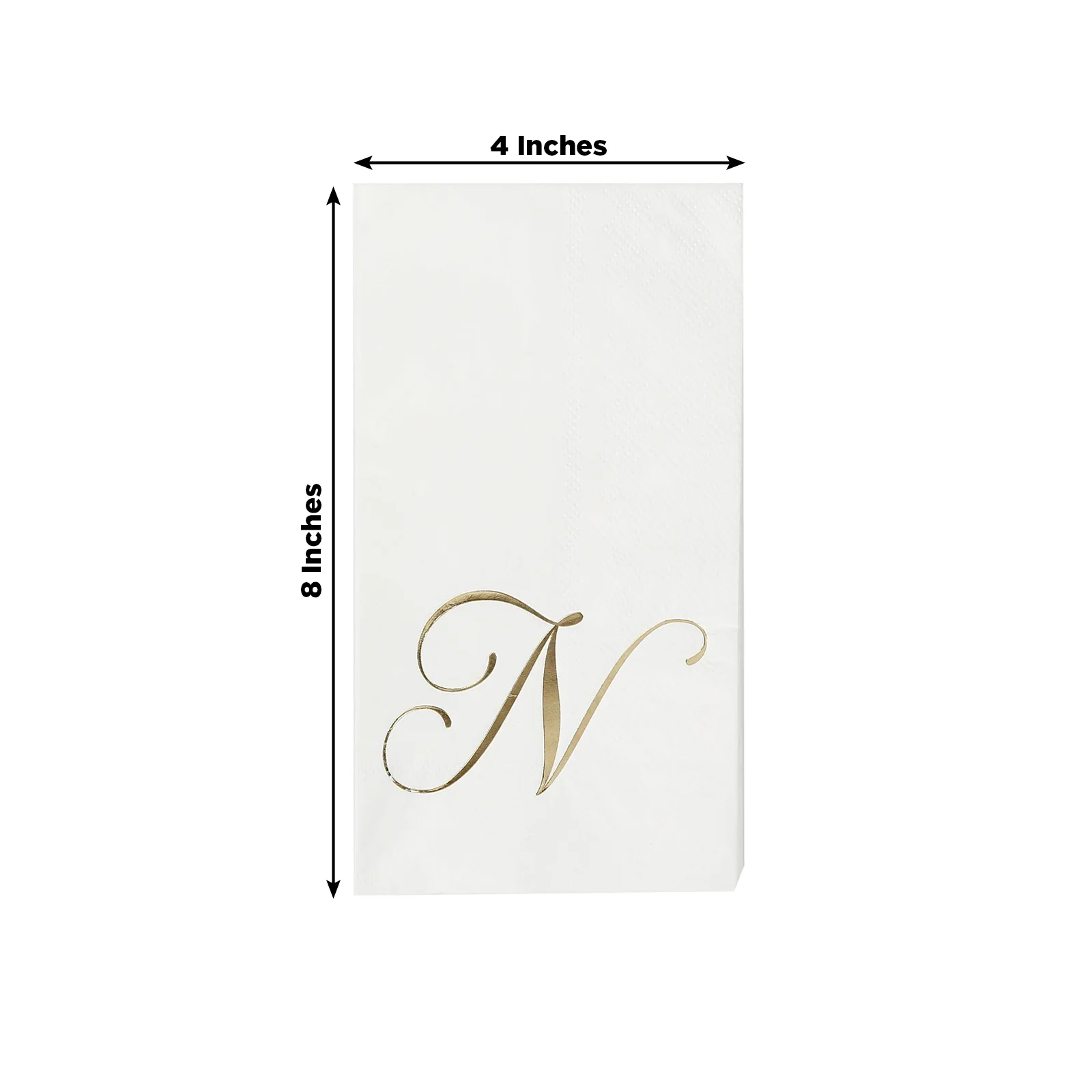 100-Pack Paper Dinner Napkins White with Gold Foil Monogram "N" – 8"x4" Folded, Disposable Party Napkins - Image 3