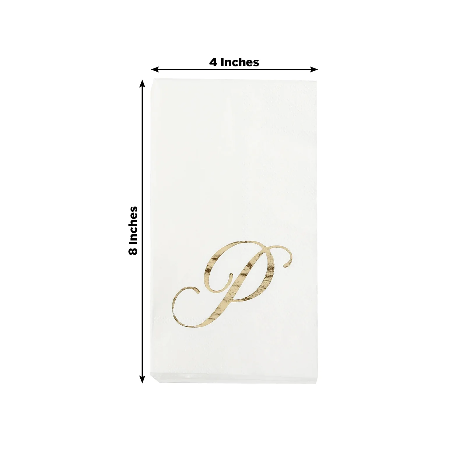 100-Pack Paper Dinner Napkins White with Gold Foil Monogram "P" – 8"x4" Folded, Disposable Party Napkins - Image 3