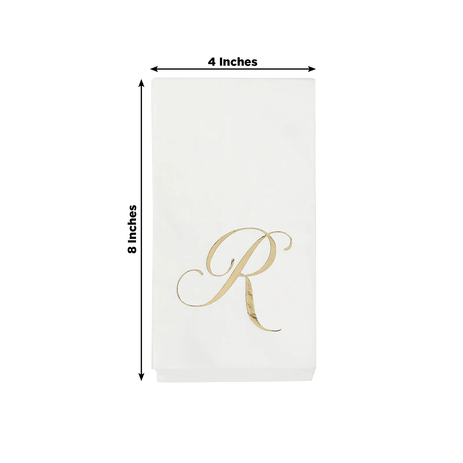 100-Pack Paper Dinner Napkins White with Gold Foil Monogram "R" – 8"x4" Folded, Disposable Party Napkins - Image 3