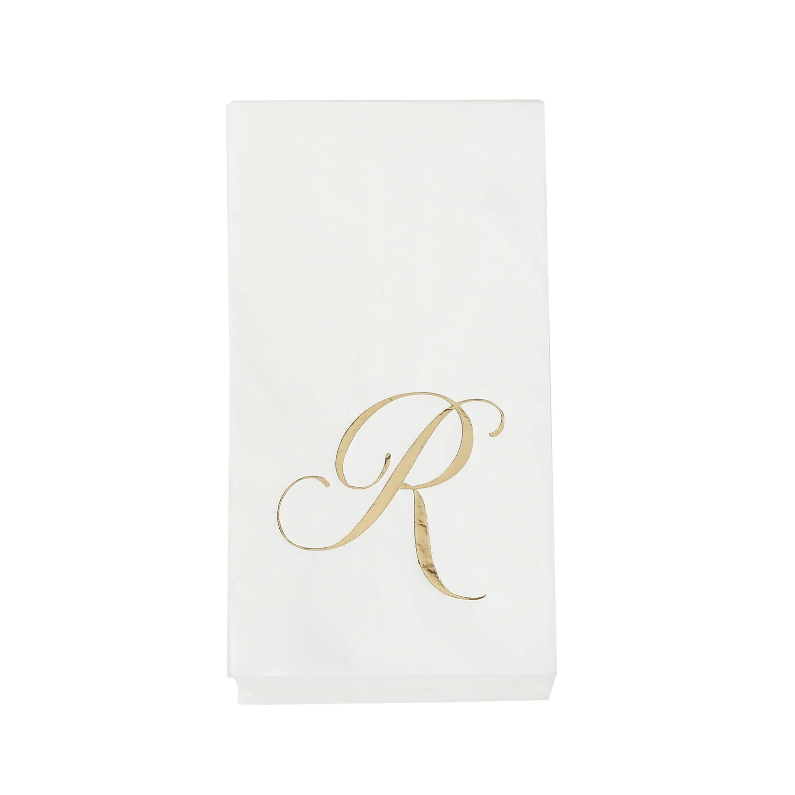 100-Pack Paper Dinner Napkins White with Gold Foil Monogram "R" – 8"x4" Folded, Disposable Party Napkins - Image 7