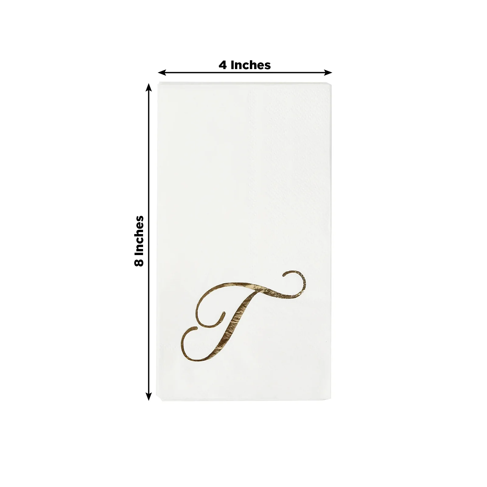 100-Pack Paper Dinner Napkins White with Gold Foil Monogram "T" – 8"x4" Folded, Disposable Party Napkins - Image 3