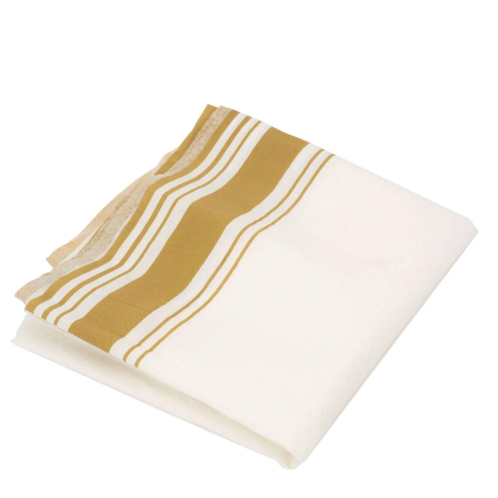 Linen-Like Paper Rectangle Tablecloth 50"x108" White with Gold Striped Border - Disposable Airlaid Table Cover for Sophisticated Gatherings - Image 10