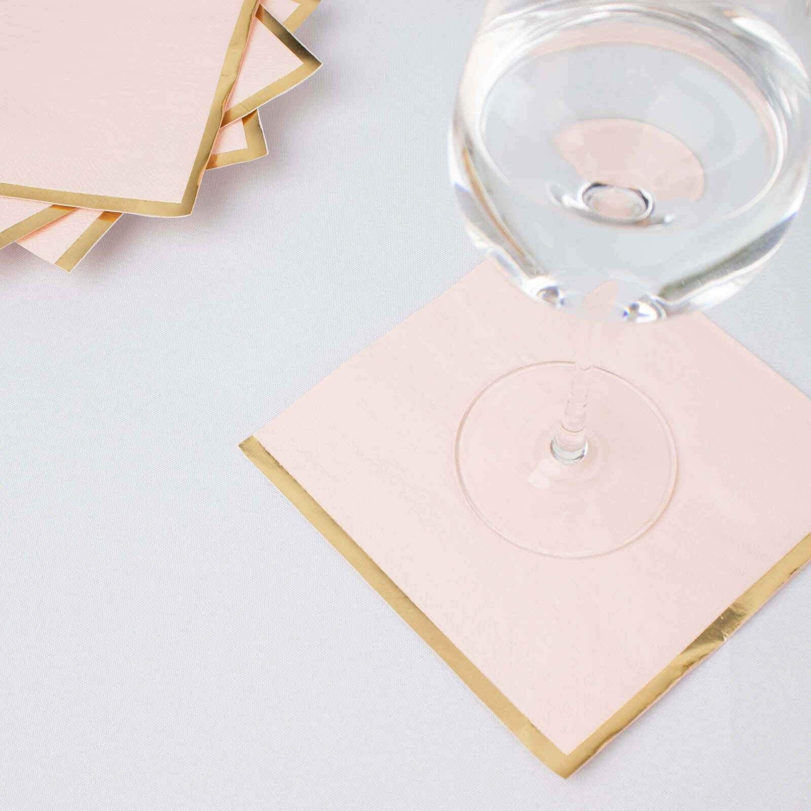 50-Pack Paper Beverage Napkins 2 Ply Blush with Gold Foil Edge 6.5"x6.5" - Soft Disposable Cocktail Napkins - Image 5