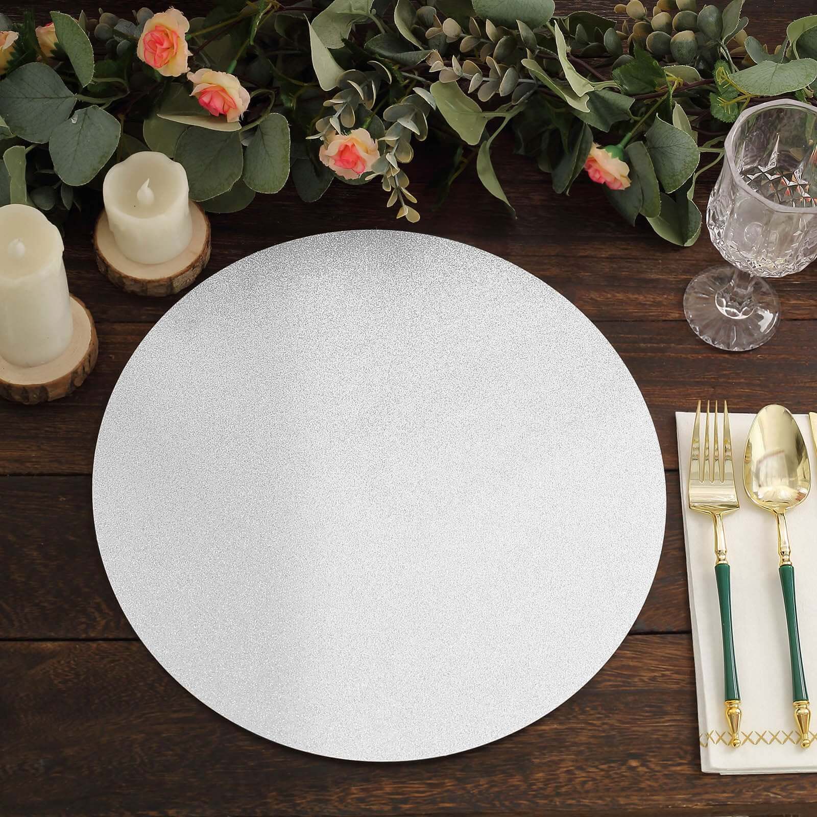 20-Pack Disposable Table Placemats 13" Silver Glitter - 210GSM Paper Placemats for Dazzling Events - Image 5