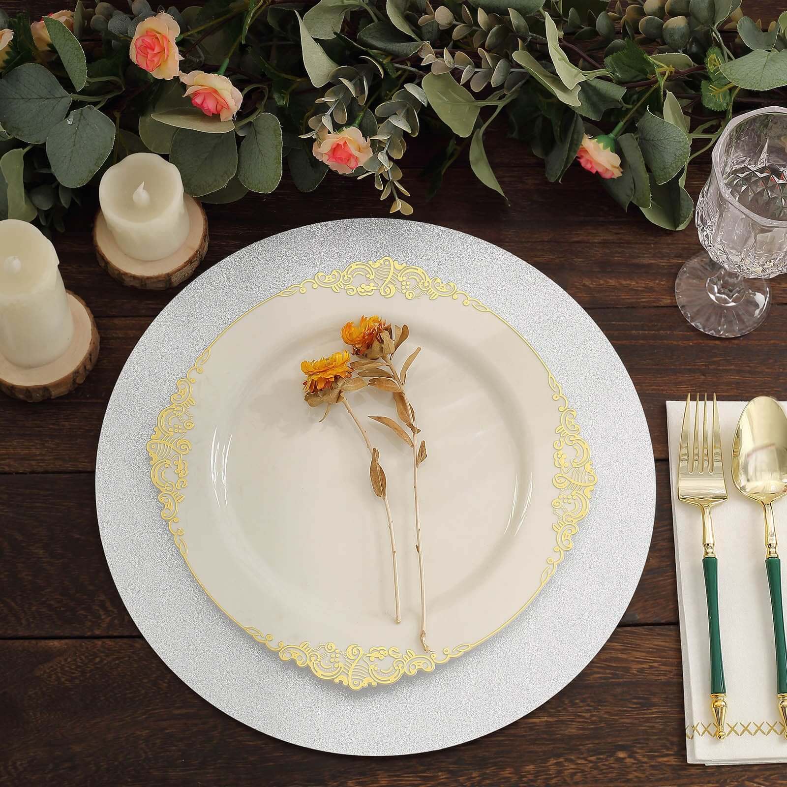 20-Pack Disposable Table Placemats 13" Silver Glitter - 210GSM Paper Placemats for Dazzling Events - Image 6